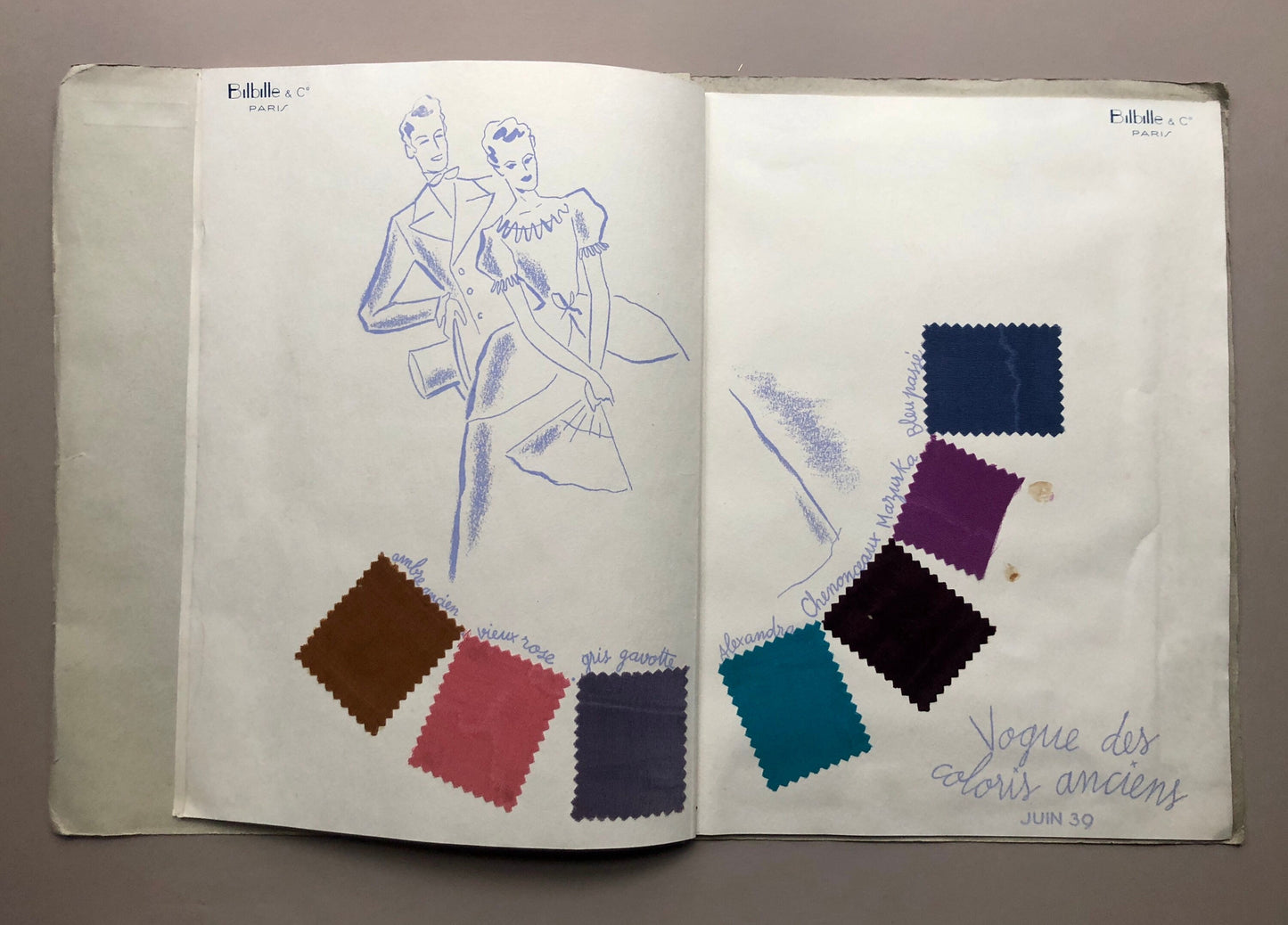 Bilbille & Co of Paris. 14 Booklets Produced in The 1930’s Detailing Current Trends in Fabrics. English Script. 21.5 x 28 cms.