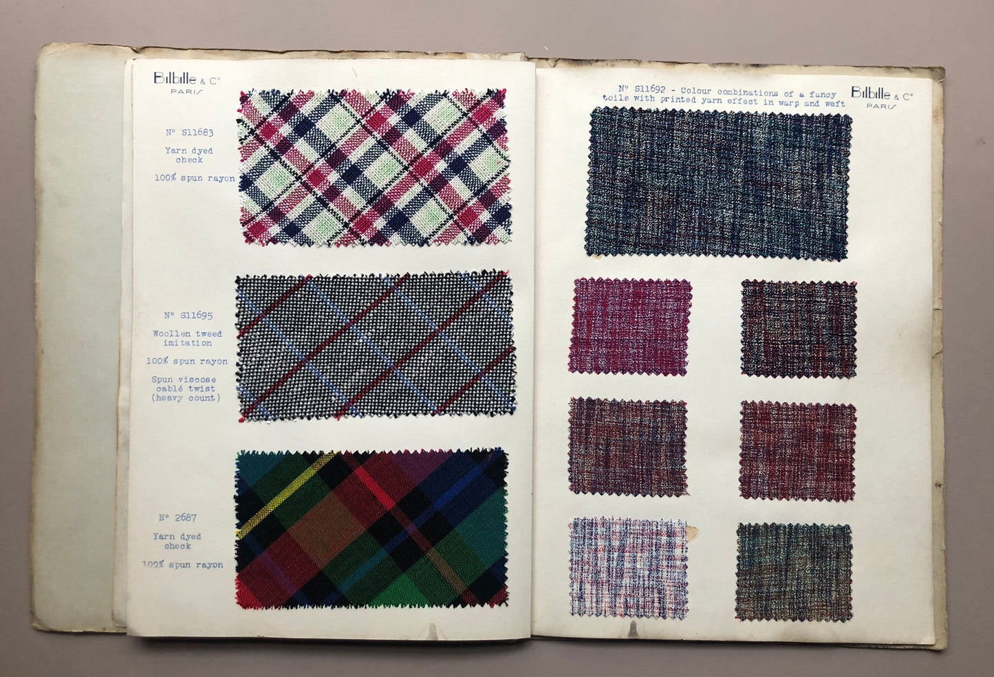 Bilbille & Co of Paris. 14 Booklets Produced in The 1930’s Detailing Current Trends in Fabrics. English Script. 21.5 x 28 cms.