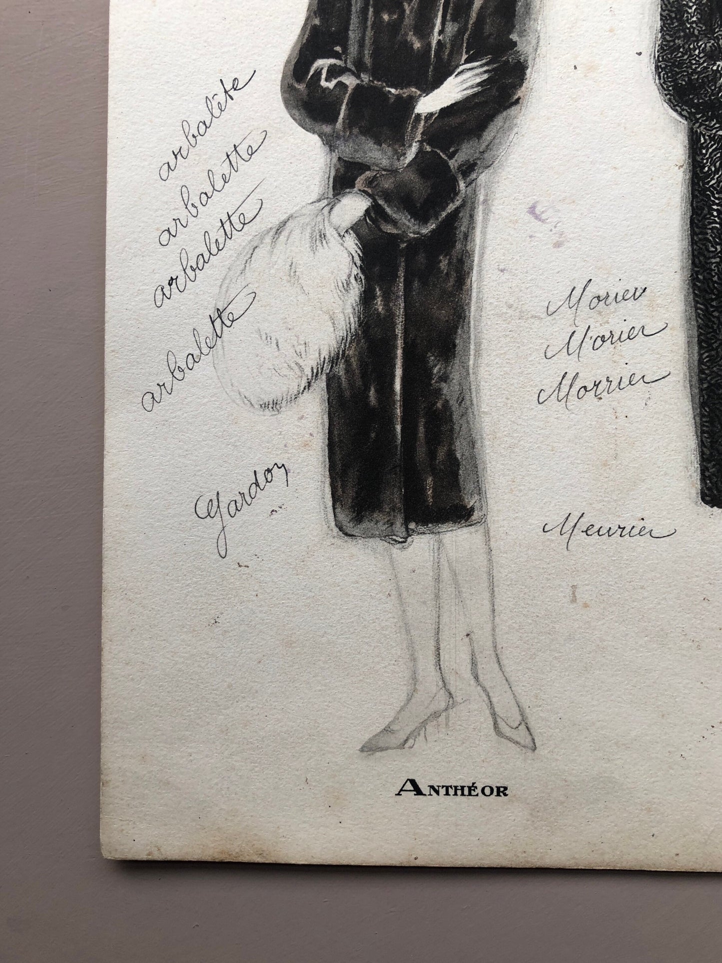 Simon Frères. Women in Furs. An Original Print Having The Appearance of A Watercolour. French. Dated 1925. Size: 21 x 27 cms.