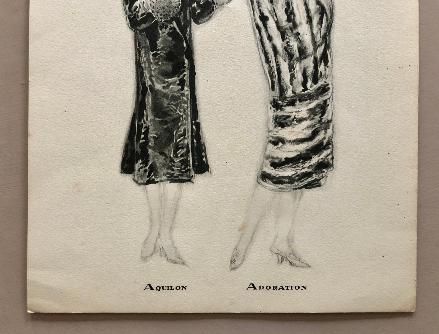 Simon Frères. Women in Furs. A Print Having The Appearance of A Watercolour. French. Dated 1925. Size: 21 x 27 cms.