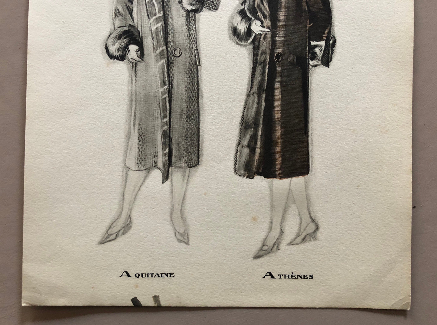Simon Frères. Women in Furs. A Print Having The Appearance of A Watercolour. French. Dated 1925. Size: 21 x 27 cms.