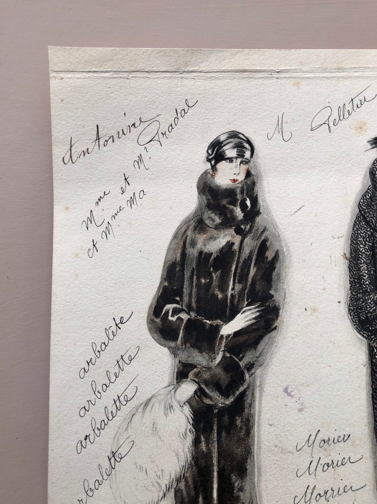 Simon Frères. Women in Furs. An Original Print Having The Appearance of A Watercolour. French. Dated 1925. Size: 21 x 27 cms.
