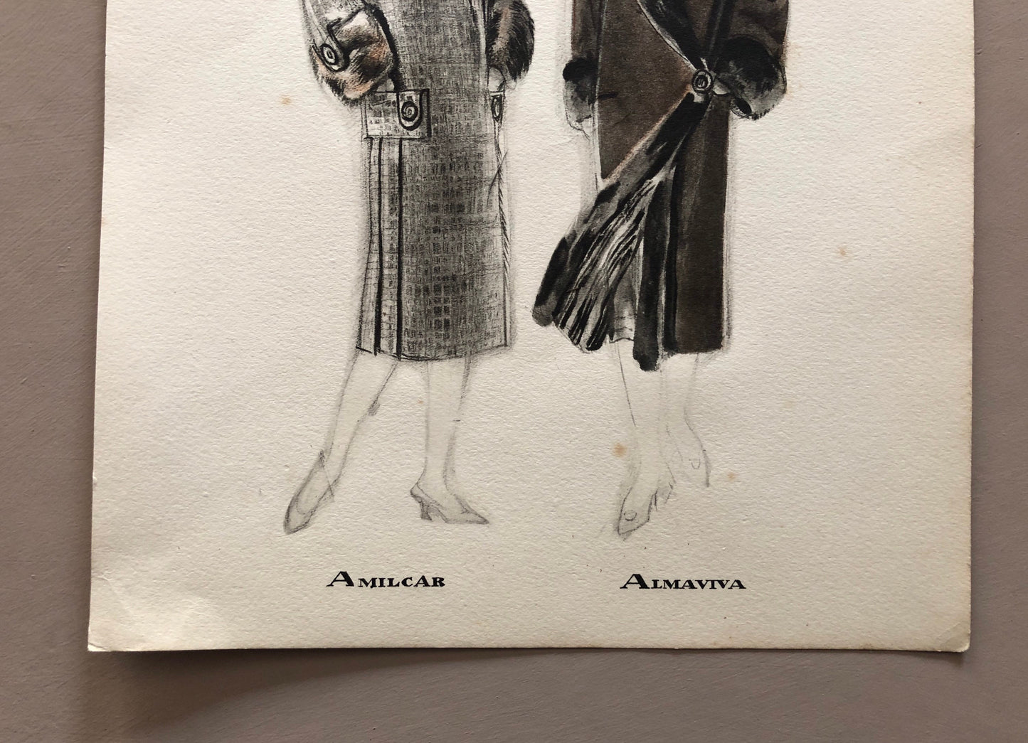Simon Frères. Women in Furs. A Print Having The Appearance of A Watercolour. French. Dated 1925. Size: 21 x 27 cms.