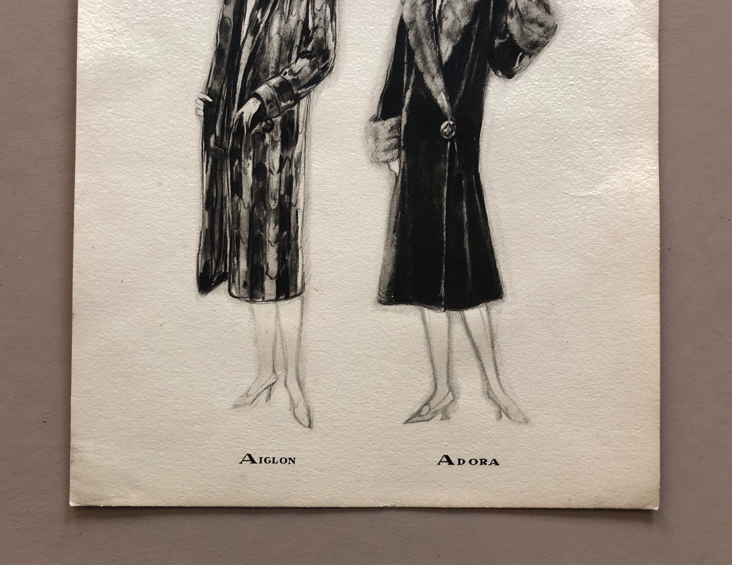 Simon Frères. Women in Furs. A Print Having The Appearance of A Watercolour. French. Dated 1925. Size: 21 x 27 cms.