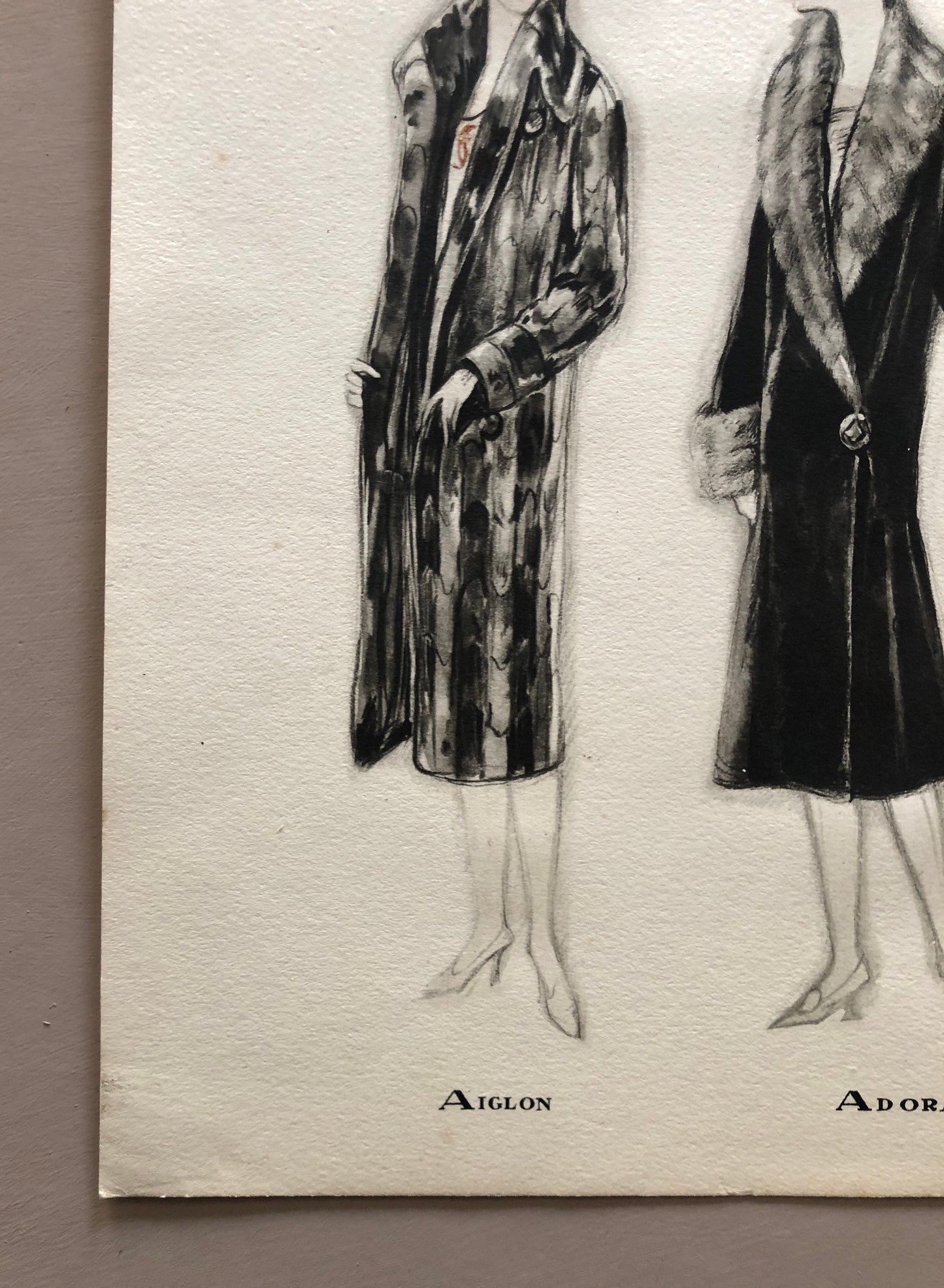 Simon Frères. Women in Furs. A Print Having The Appearance of A Watercolour. French. Dated 1925. Size: 21 x 27 cms.