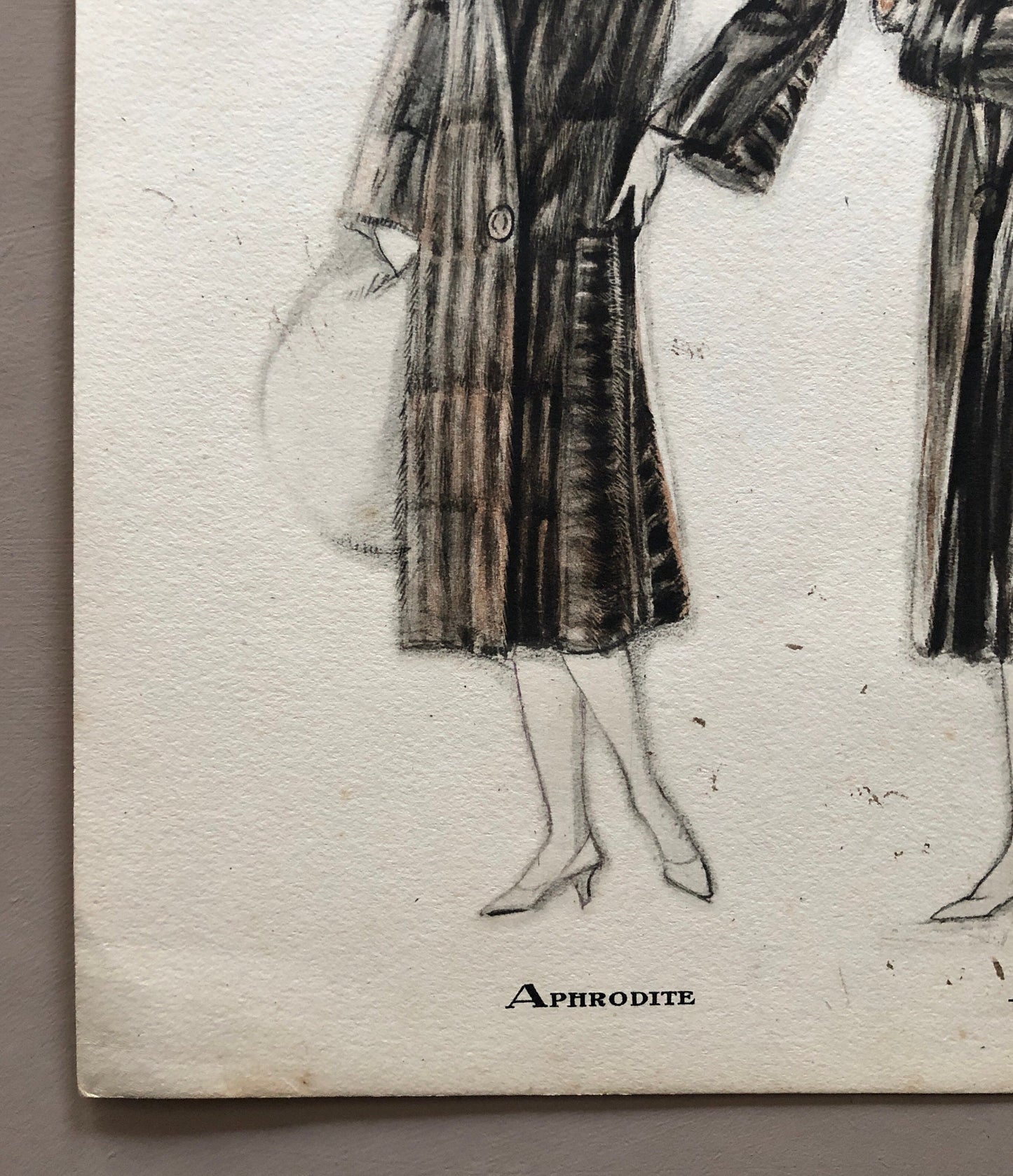Simon Frères. Women in Furs. A Print Having The Appearance of A Watercolour. French. Dated 1925. Size: 21 x 27 cms.