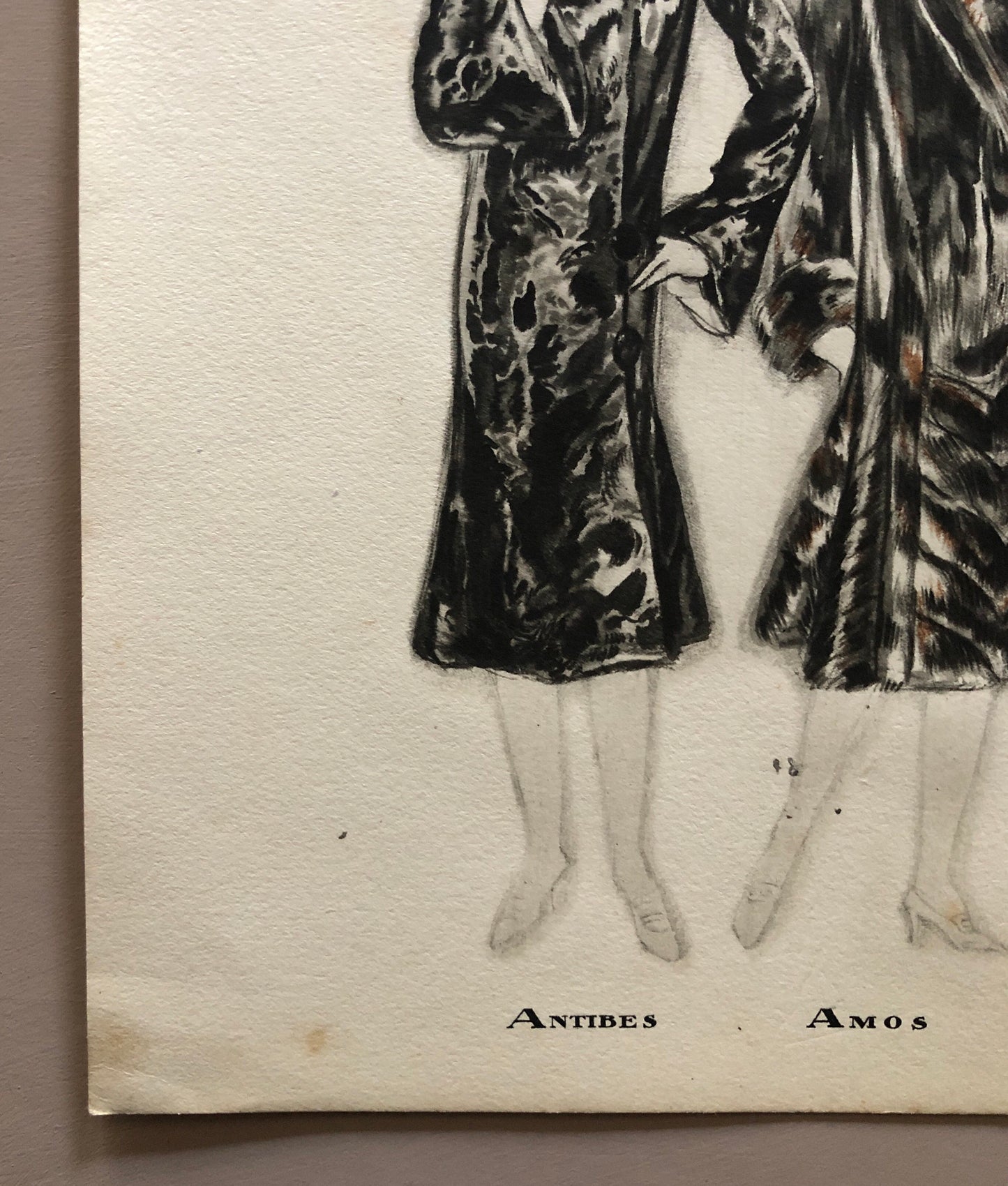 Simon Frères. Women in Furs. A Print Having The Appearance of A Watercolour. French. Dated 1925. Size: 21 x 27 cms.