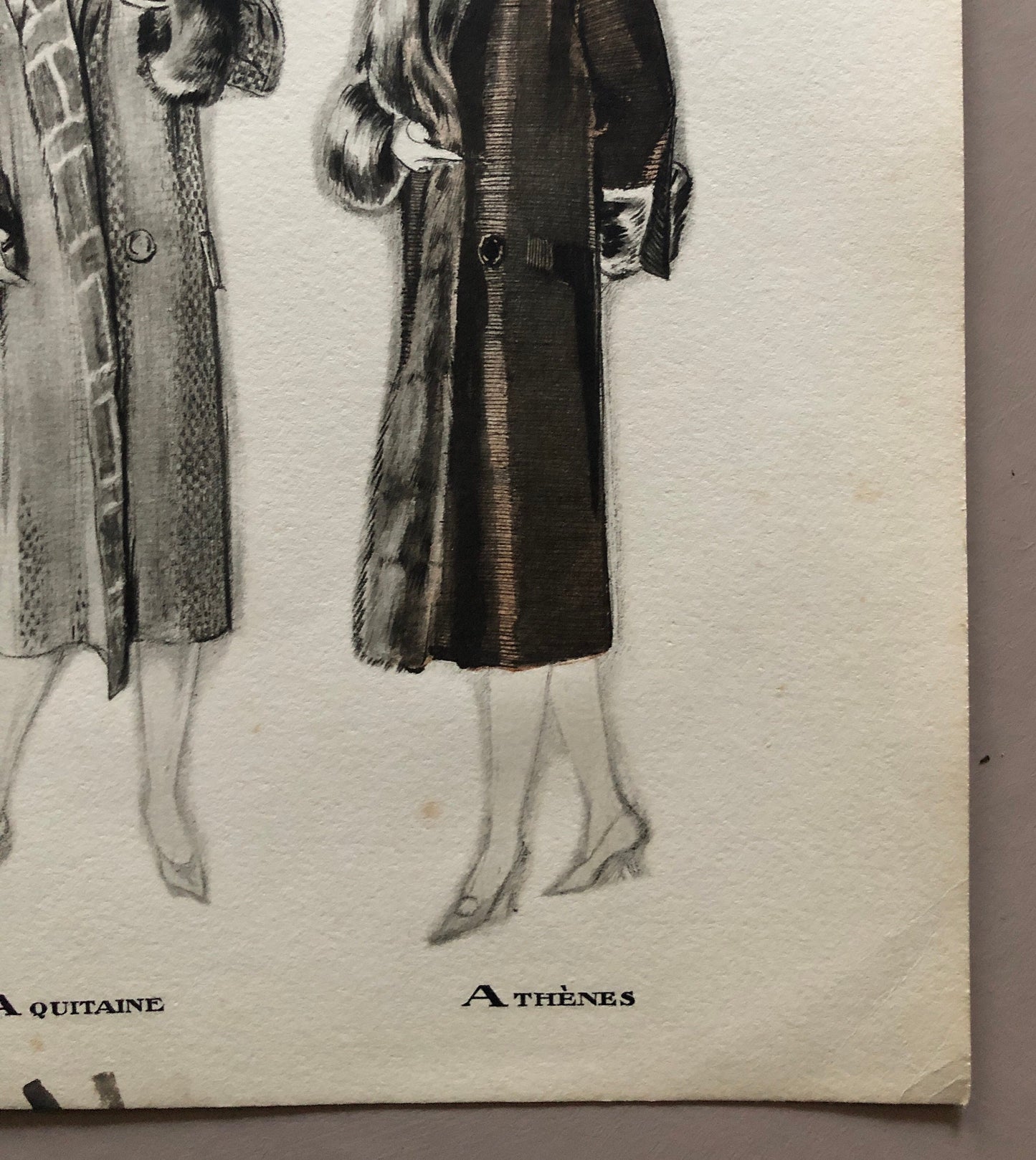 Simon Frères. Women in Furs. A Print Having The Appearance of A Watercolour. French. Dated 1925. Size: 21 x 27 cms.