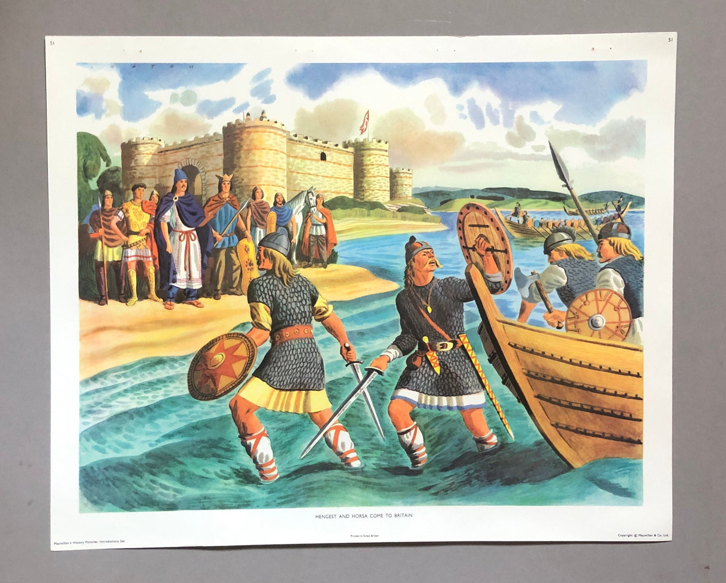 A Complete Set of Macmillan’s History Class Pictures. Published in 1963. 60 images With Accompanying Reference Book. 53 x 43 cms.