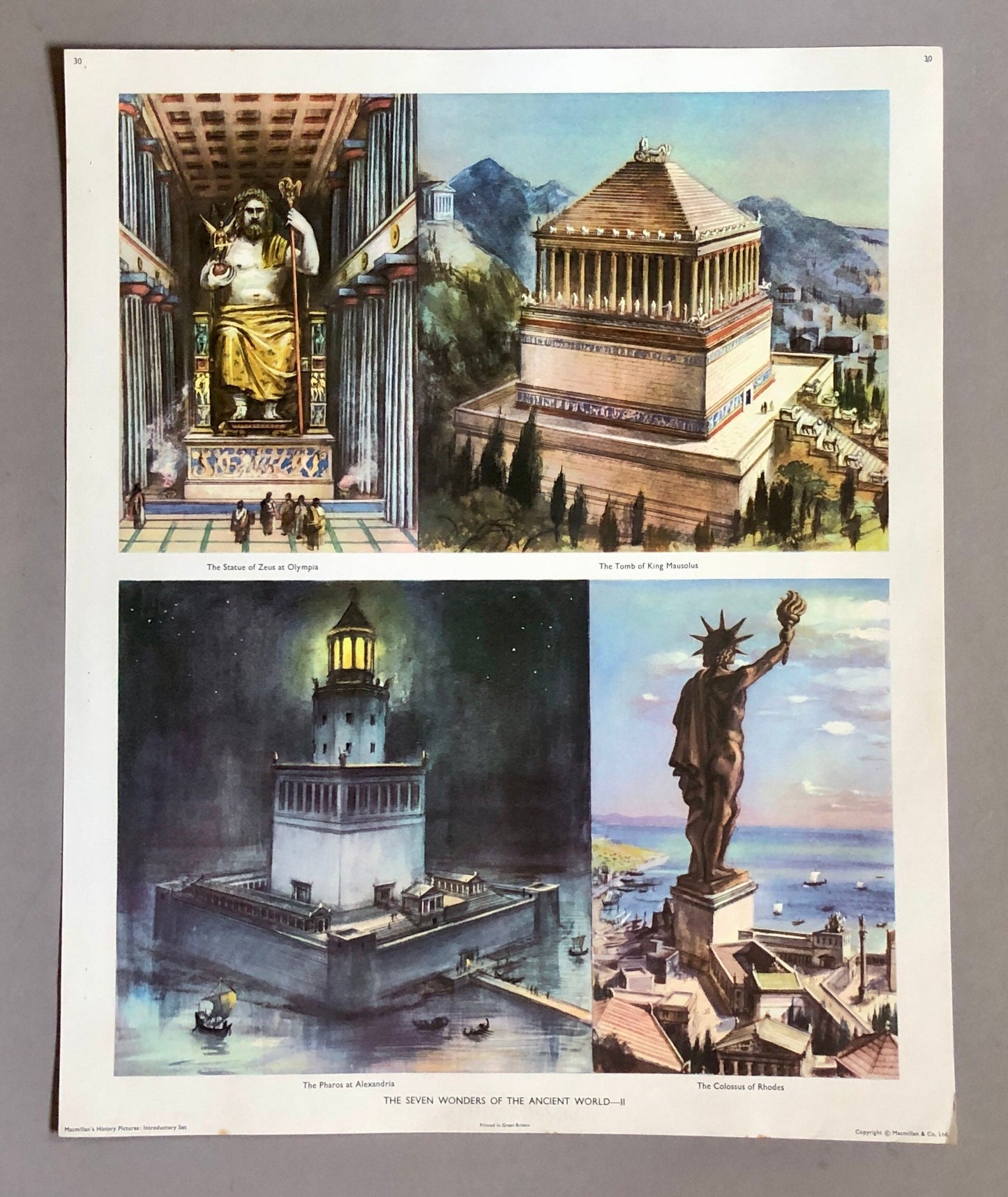A Complete Set of Macmillan’s History Class Pictures. Published in 1963. 60 images With Accompanying Reference Book. 53 x 43 cms.