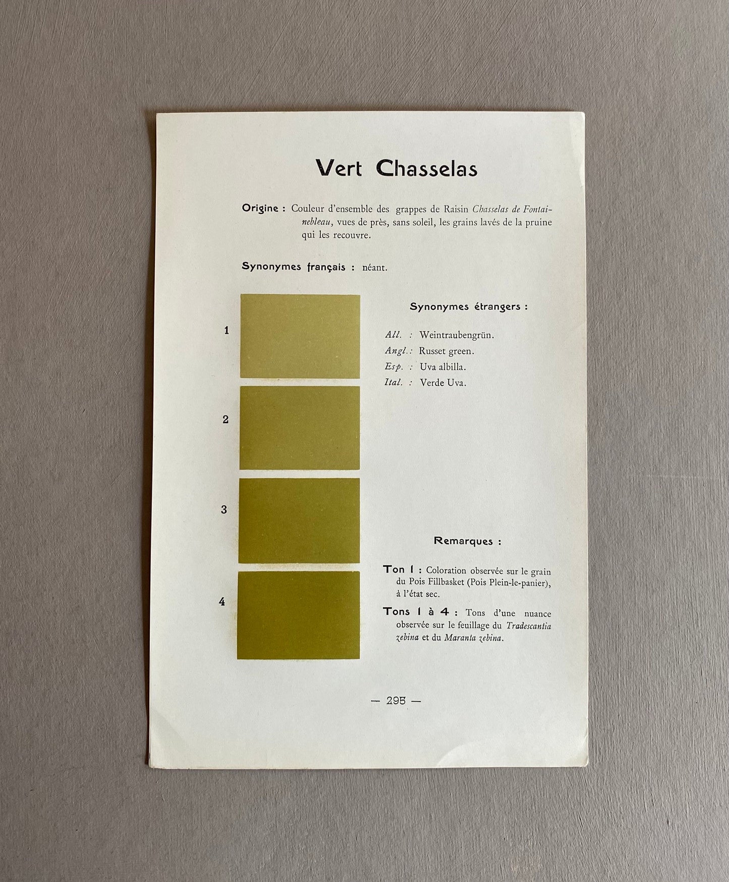 Green. Colour Charts. Four Plates From Le Repetoire Des Planches by Dauthenay. French. Published in 1909. 24 x 16 cms each.