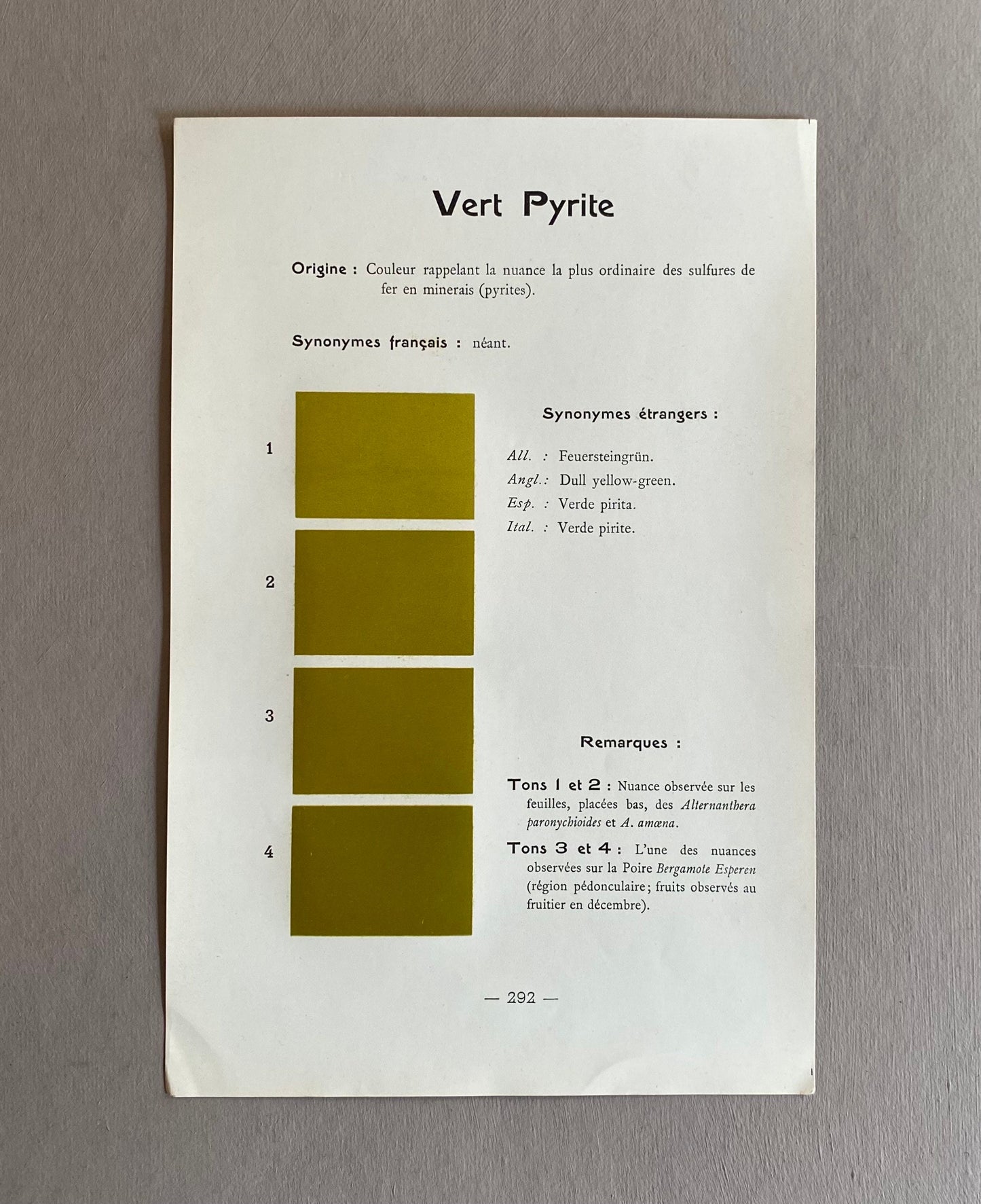 Green. Colour Charts. Four Plates From Le Repetoire Des Planches by Dauthenay. French. Published in 1909. 24 x 16 cms each.