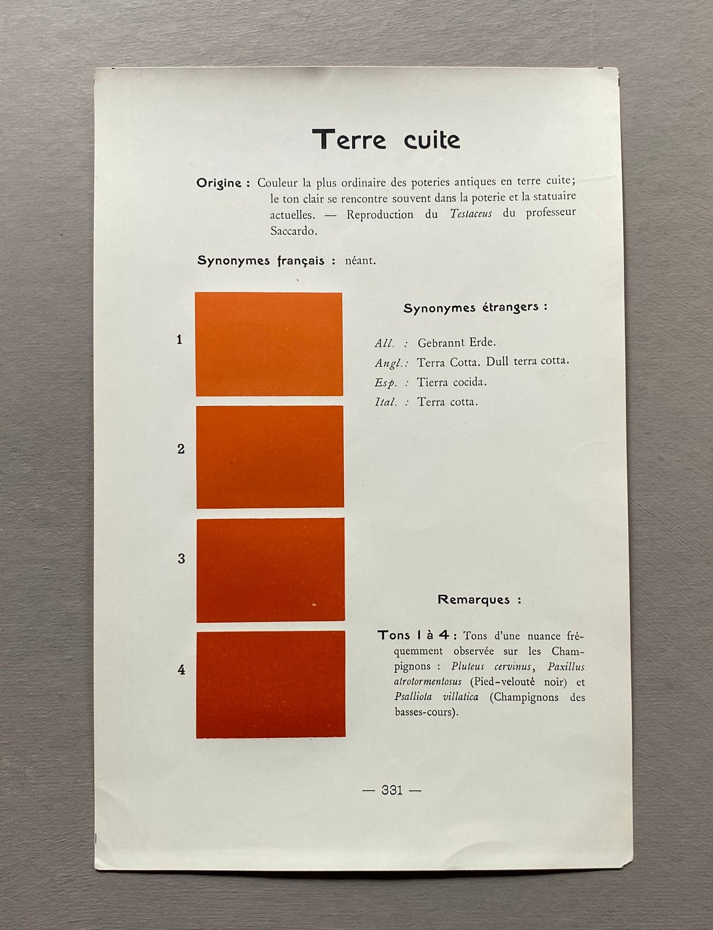 Brown. Orange. Four Colour Charts From Le Repetoire Des Planches by Dauthenay. French. Published in 1909. 24. 16 cms each.