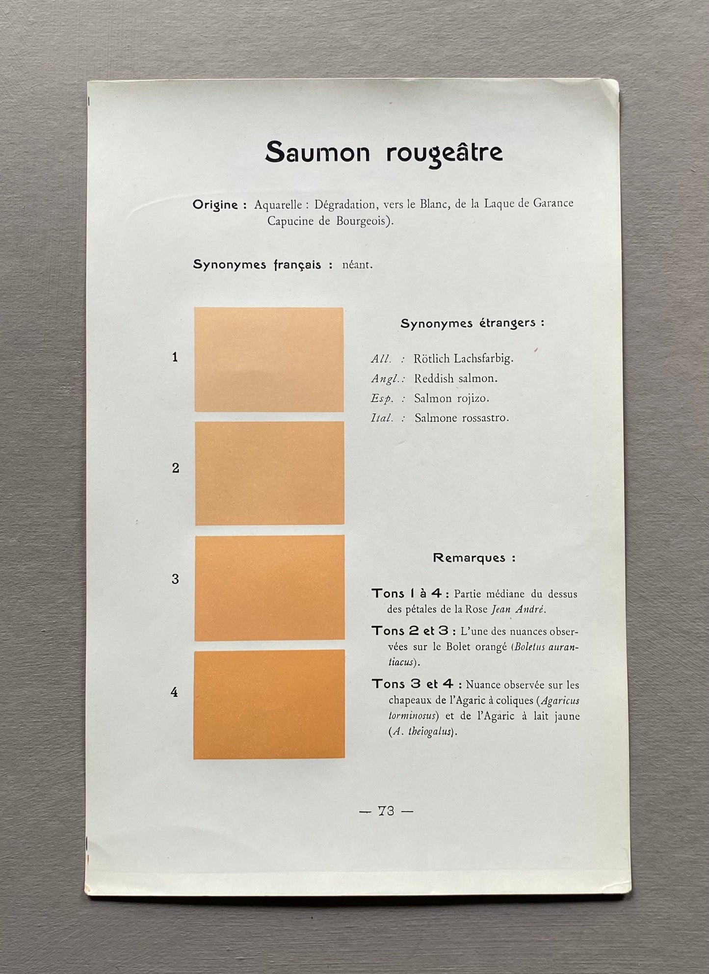 Coral Pink. Colour Charts. Four Plates From Le Repetoire Des Planches by Dauthenay. French. Published in 1909. 24 x 16 cms each.