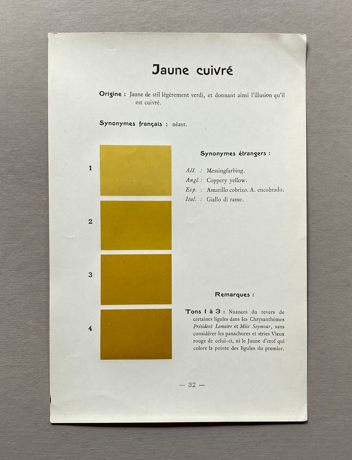 Yellow. Colour Charts. Six Plates From Le Repetoire Des Planches by Dauthenay. French. Published in 1909. 24 x 16 cms each.