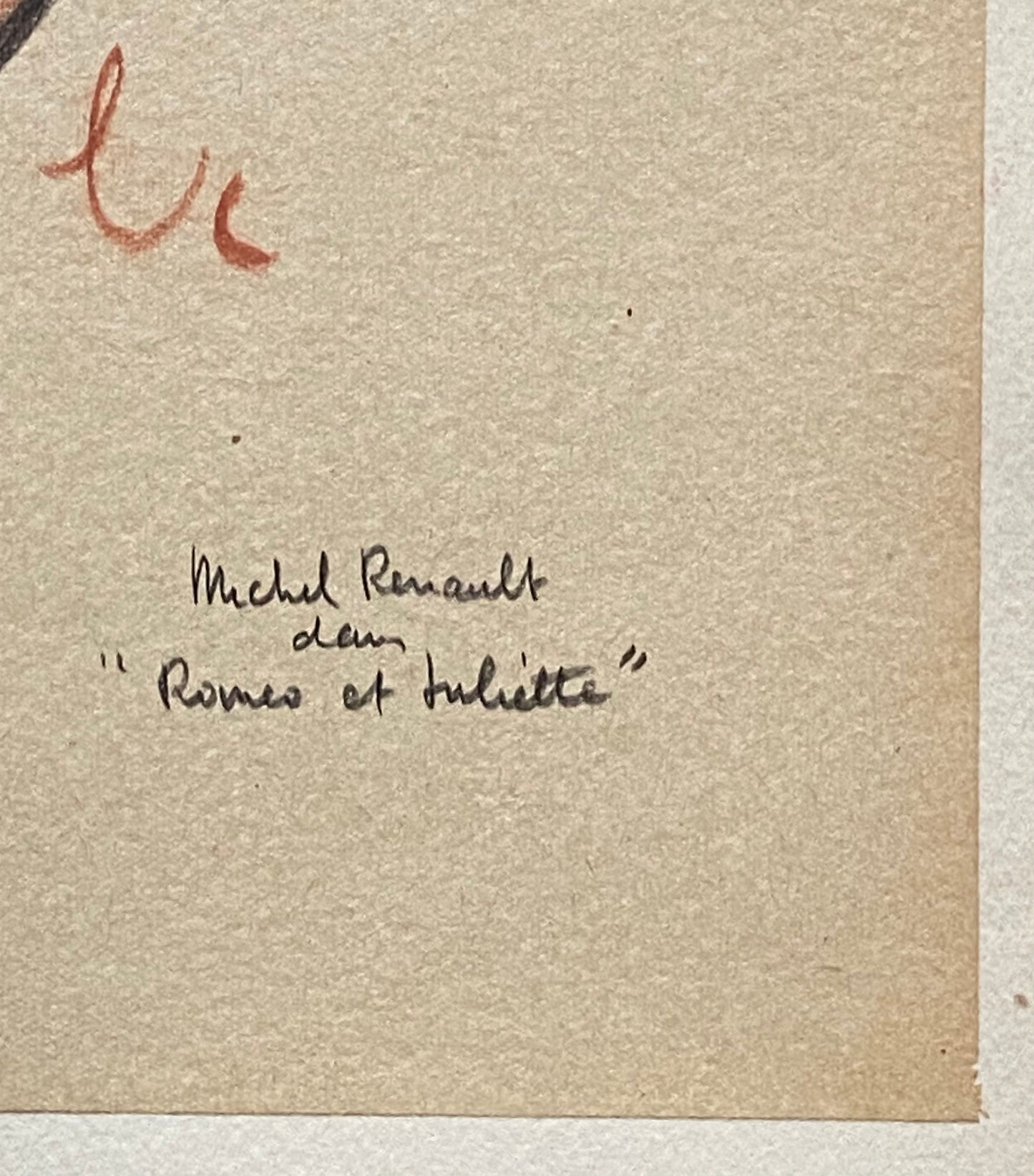 An Original Drawing of Dancer Michel Renault in Romeo and Juliette by Jean Target. 1940’s. Crayon on Paper. 30.5 x 23.5 cms.
