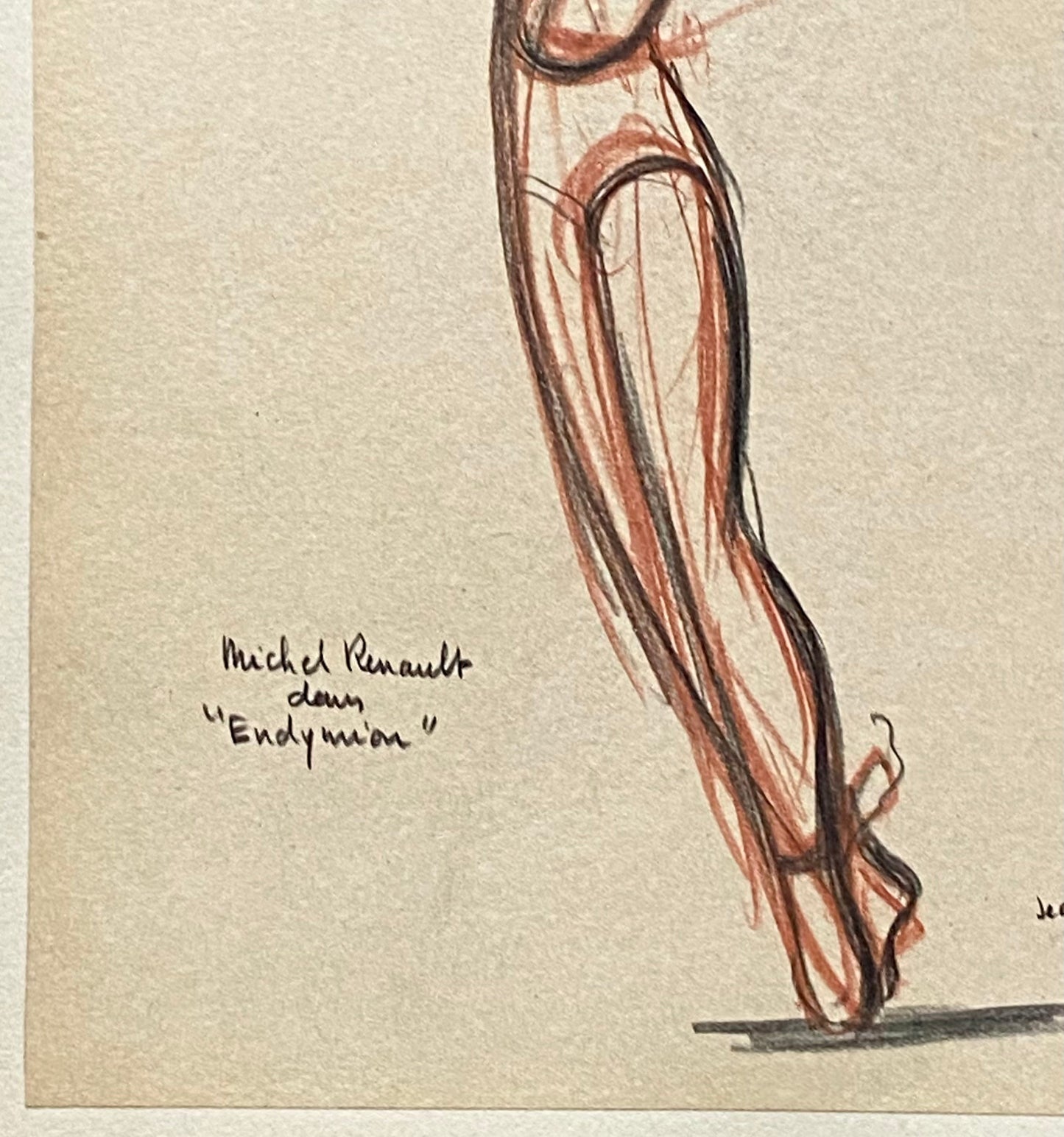 An Original Drawing of Dancer Michel Renault in Endymion by Jean Target. 1940’s. Crayon on Paper. 31 x 23 cms.