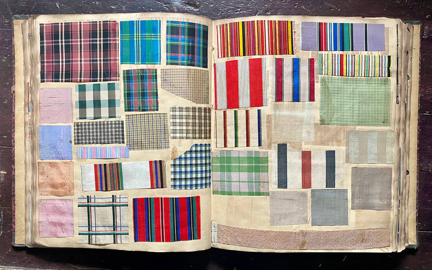 An Album Containing Approximately 1320 Fabric Samples. Mainly Wool and Silk Tartans. French. Dated 1849 to 1868.