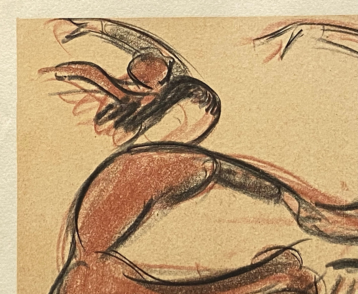 An Original Drawing of Allen Mclerie and John Kriza in Rodeo by Jean Target. 1940’s. Crayon on Paper. 31 x 23.2 cms.