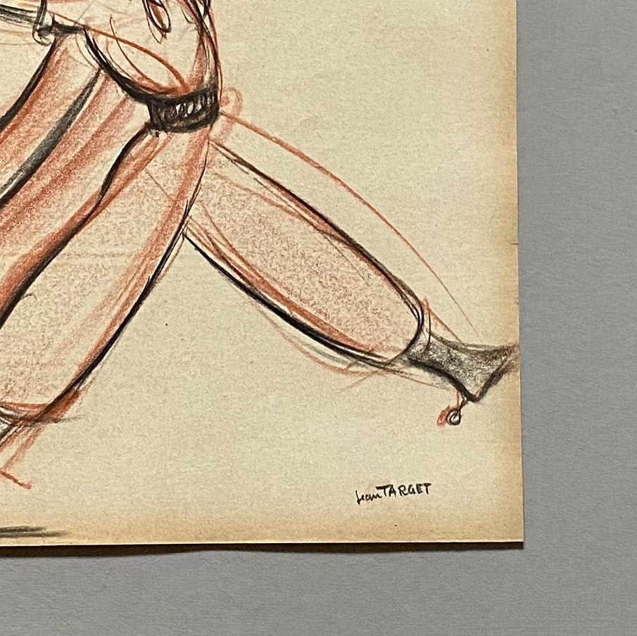 An Original Drawing of a ballet dancer in Le Mort de Platero by Jean Target. 1940’s. Crayon on Paper. 24.5 x 32.5 cms.