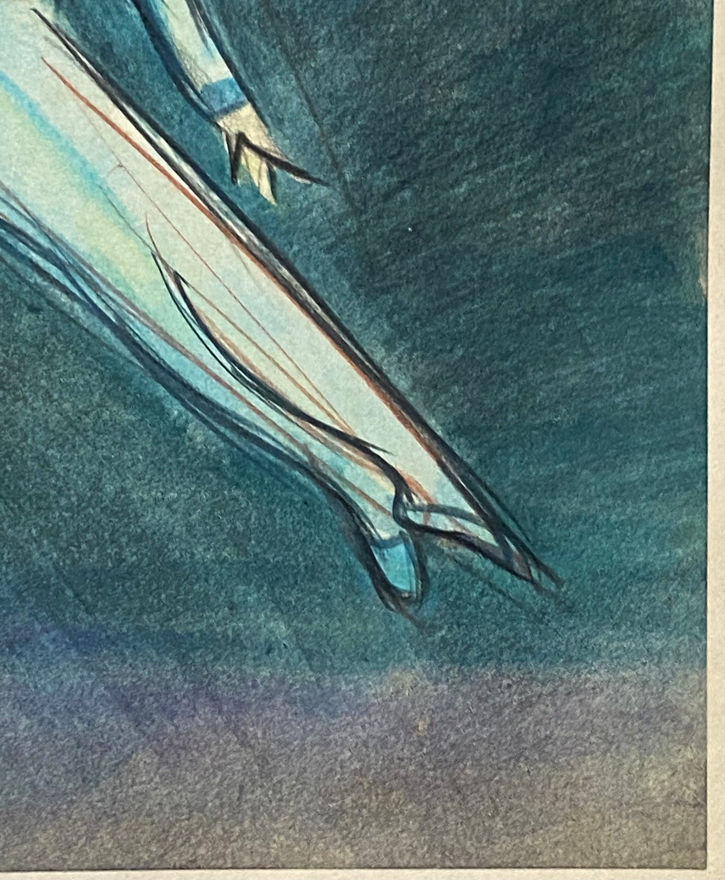 An Original Drawing of Dancer Michel Renault in L’Oiseau Bleu by Jean Target. 1940’s. Crayon on Paper. 30 x 23.2 cms.