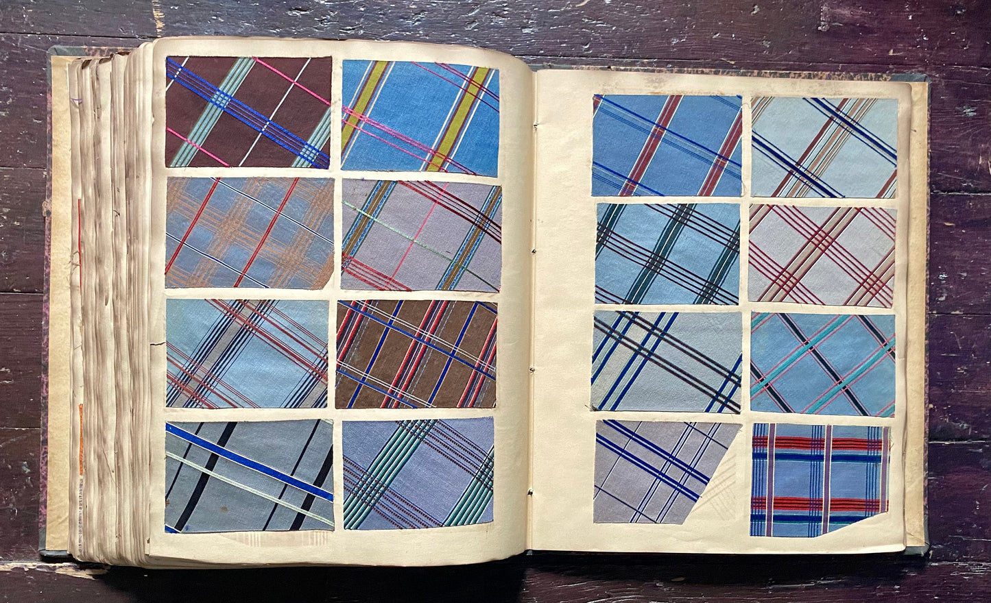 An Album Containing Approximately 1320 Fabric Samples. Mainly Wool and Silk Tartans. French. Dated 1849 to 1868.