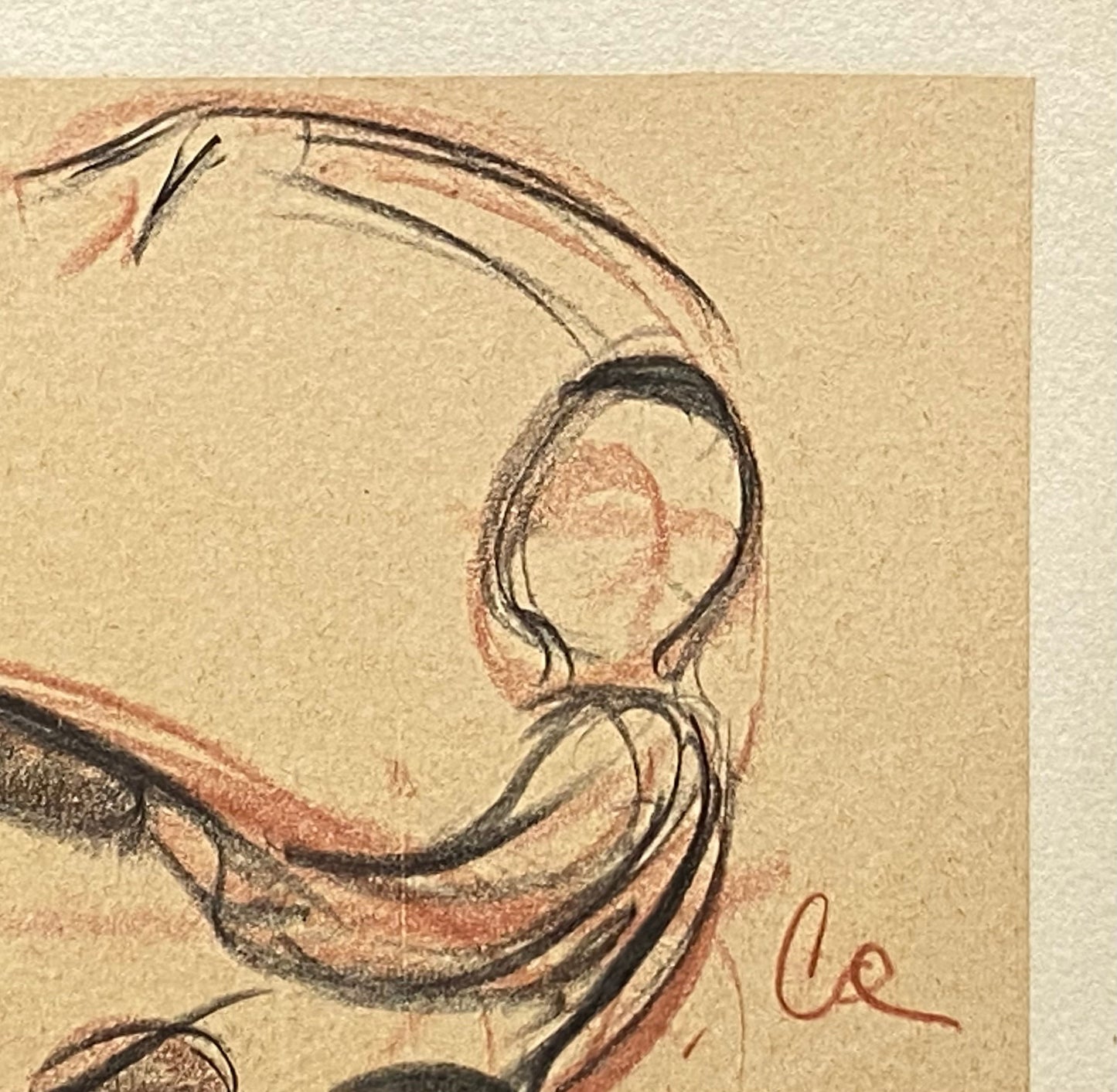 An Original Drawing of Allen Mclerie and John Kriza in Rodeo by Jean Target. 1940’s. Crayon on Paper. 31 x 23.2 cms.