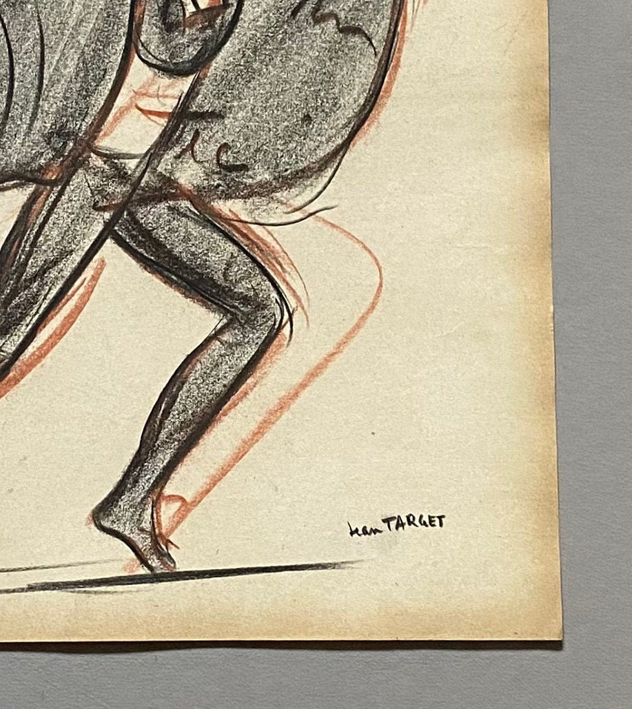 An Original Drawing of a ballet dancer in Le Mort de Platero by Jean Target. 1940’s. Crayon on Paper. 24.5 x 32.5 cms.