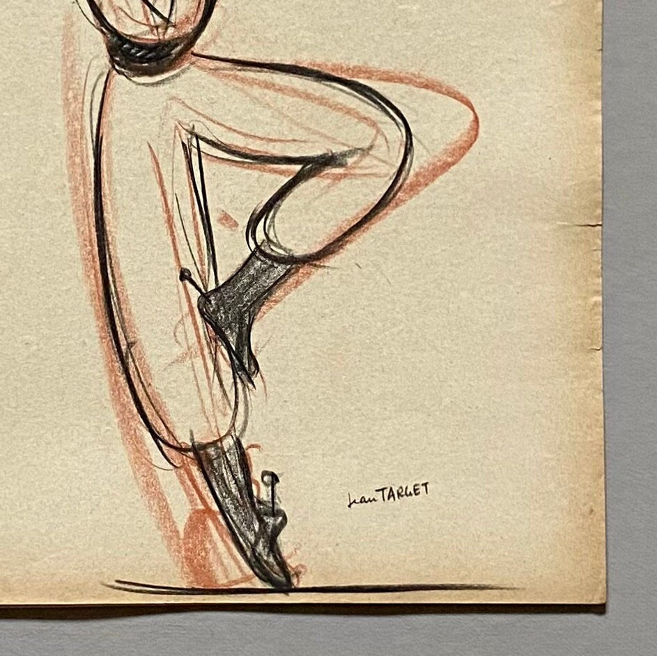 An Original Drawing of a ballet dancer in Le Mort de Platero by Jean Target. 1940’s. Crayon on Paper. 24.5 x 32.5 cms.
