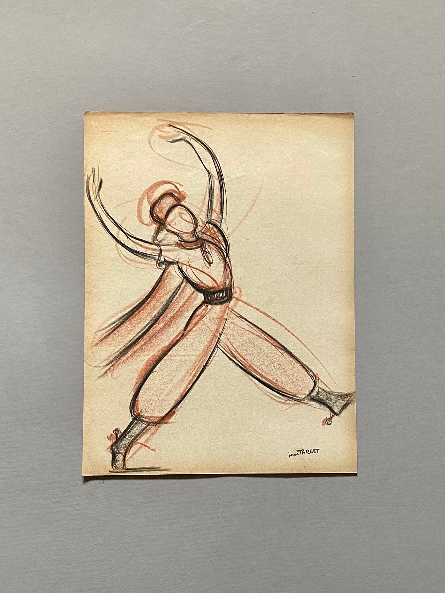 An Original Drawing of a ballet dancer in Le Mort de Platero by Jean Target. 1940’s. Crayon on Paper. 24.5 x 32.5 cms.