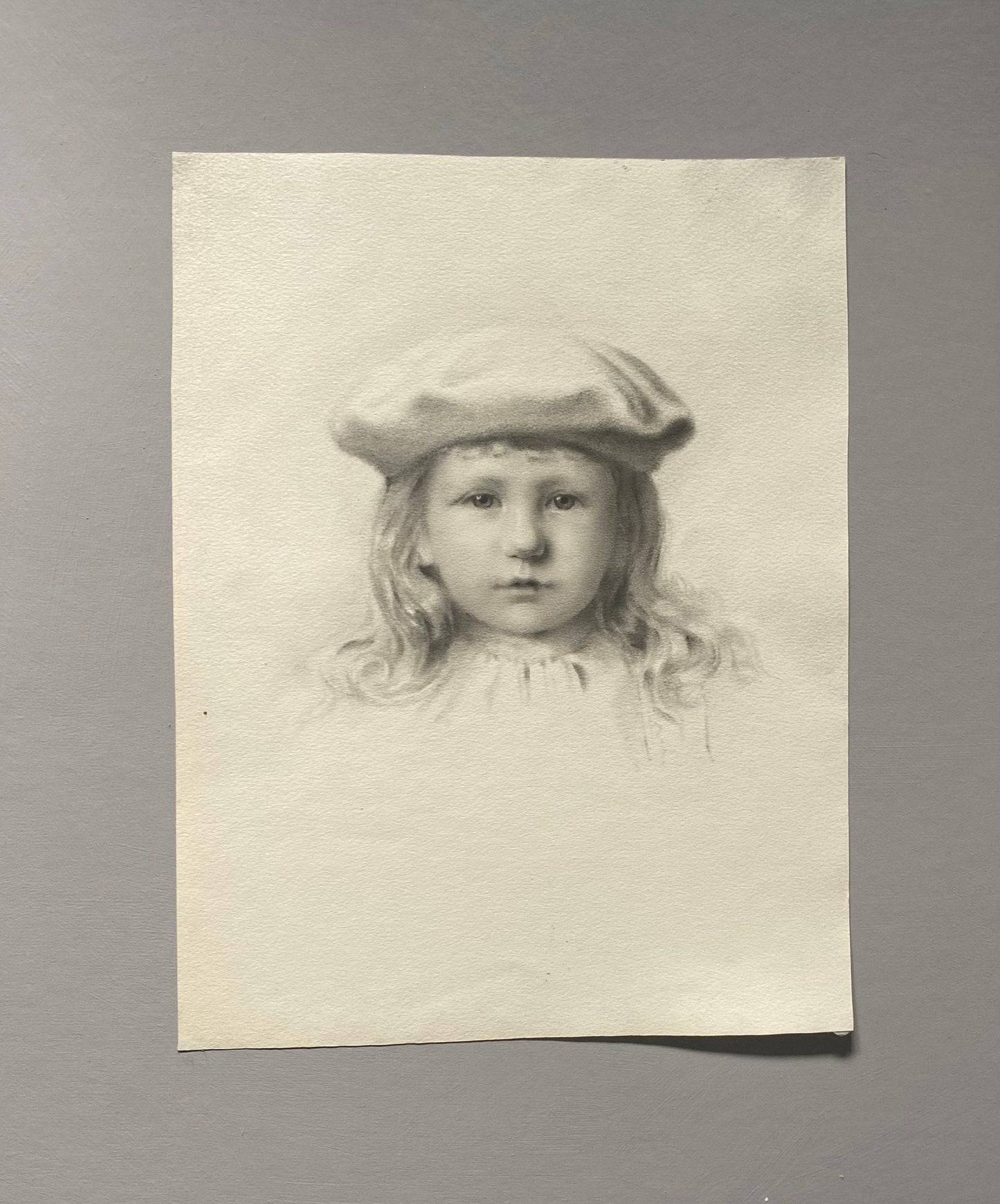 A Original Charcoal Portrait of a Girl. French. Late 1800s. Size: 22.5 x30 cms.