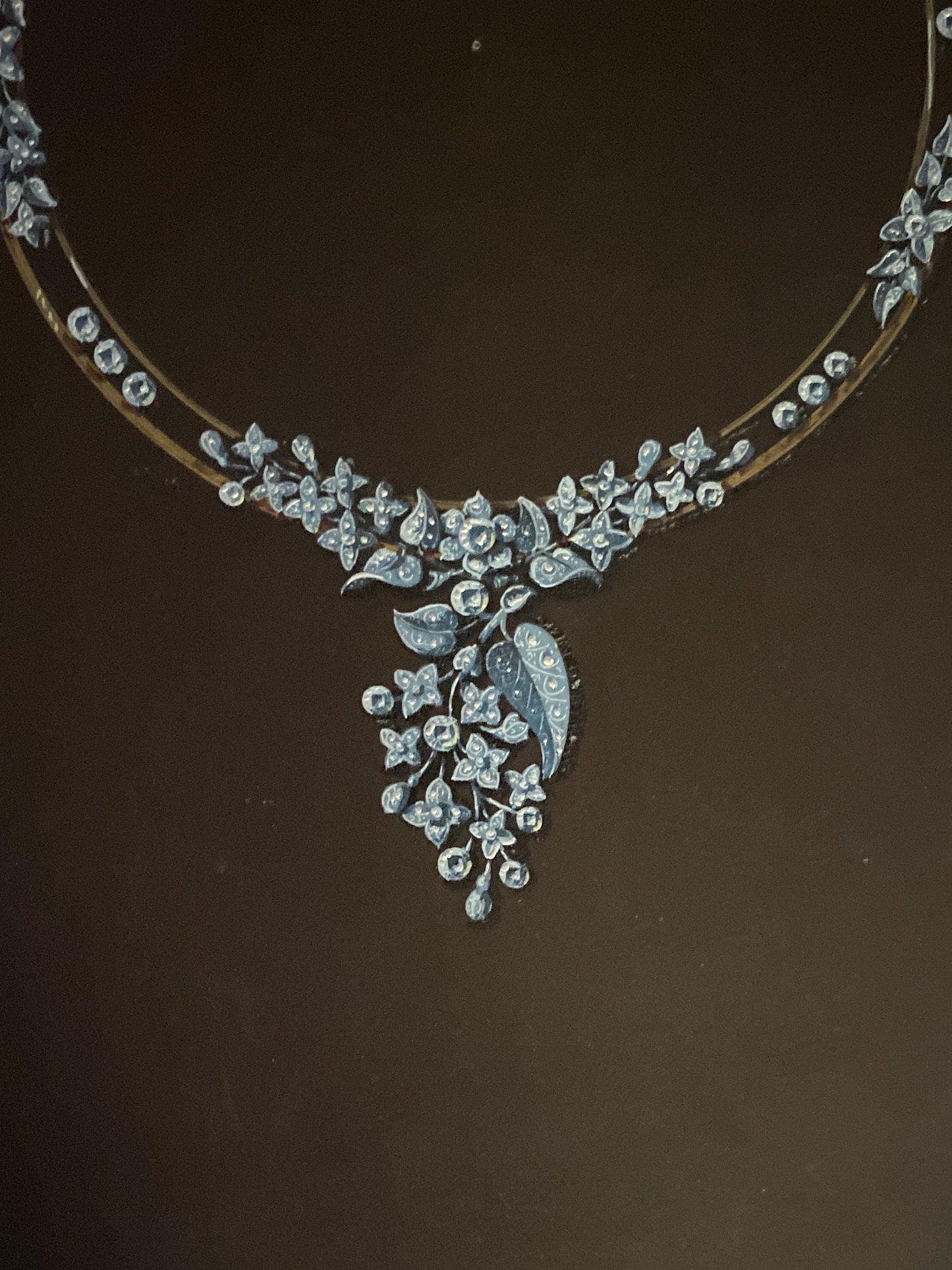 An Original Antique Hand Painted Design For a Necklace. Marked ‘Eflebore’, New York’. Circa 1920s. Size: 23.5 x 31 cms.