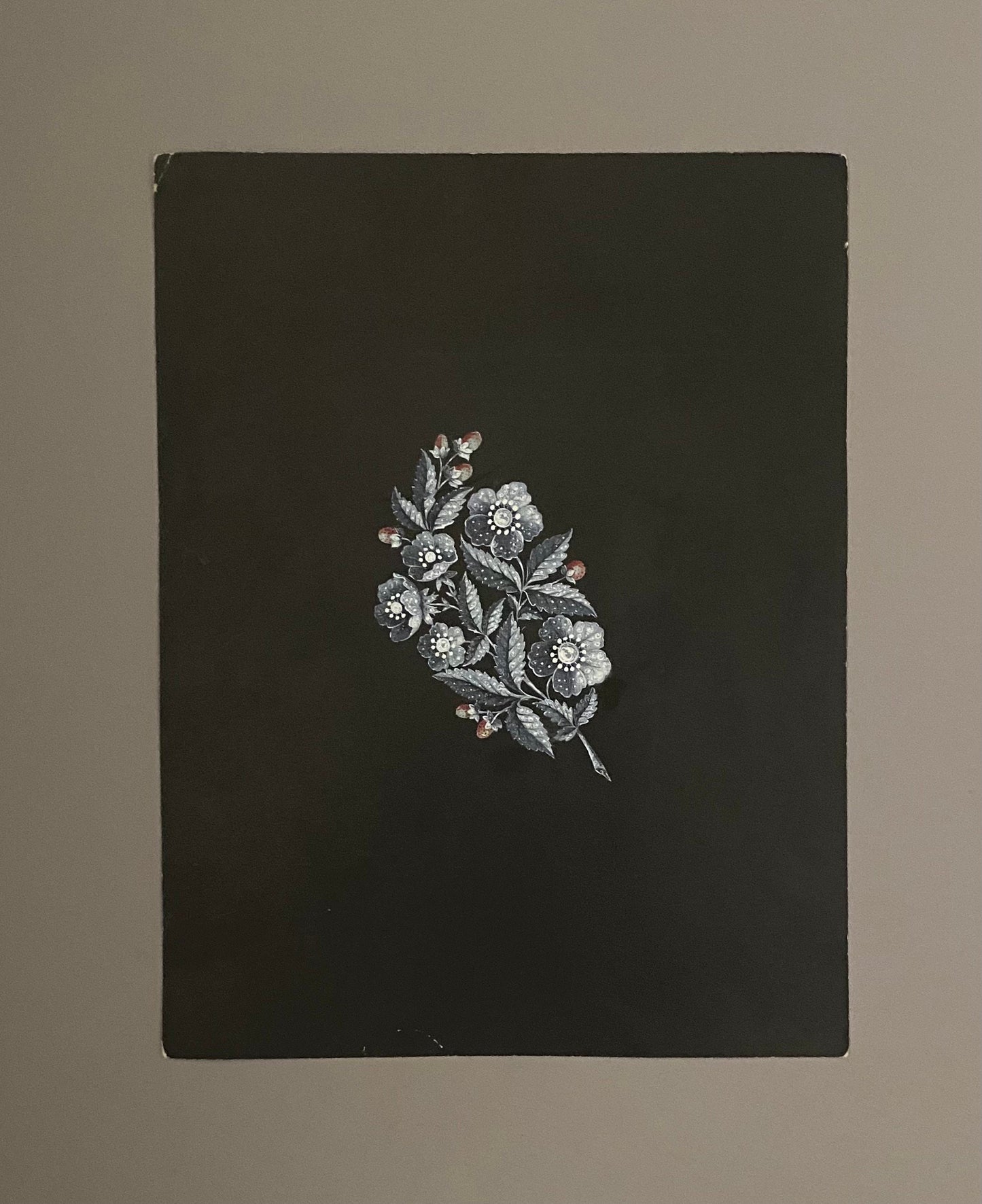 An Original Antique Hand Painted Design For a Strawberry Brooch. Marked ‘Eflebore’, New York’. Circa 1920s. Size: 23.5 x 31 cms.