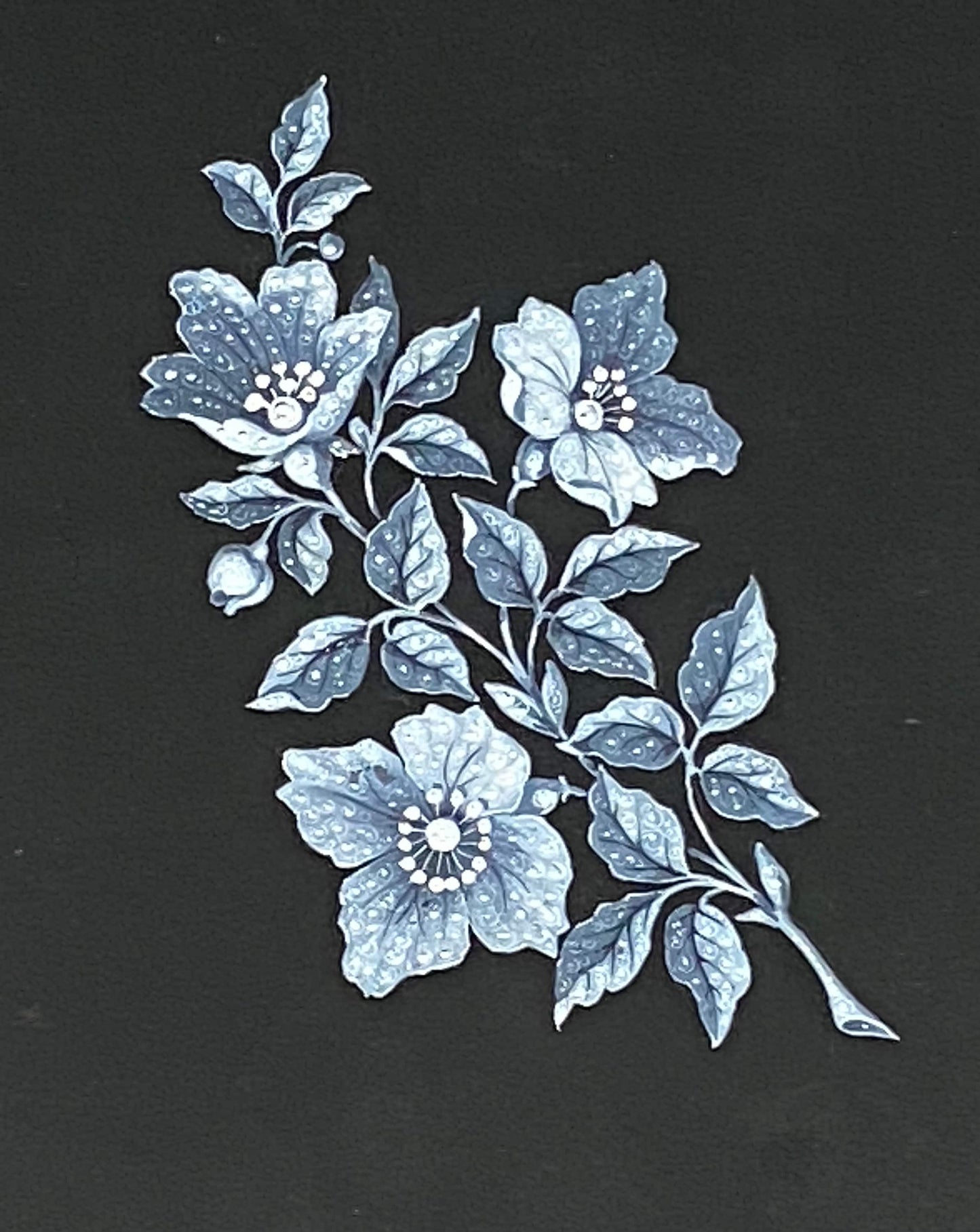 An Original Antique Hand Painted Design For a Brooch. Marked ‘Eflebore’, New York’. Circa 1920s. Size: 23.5 x 31 cms.