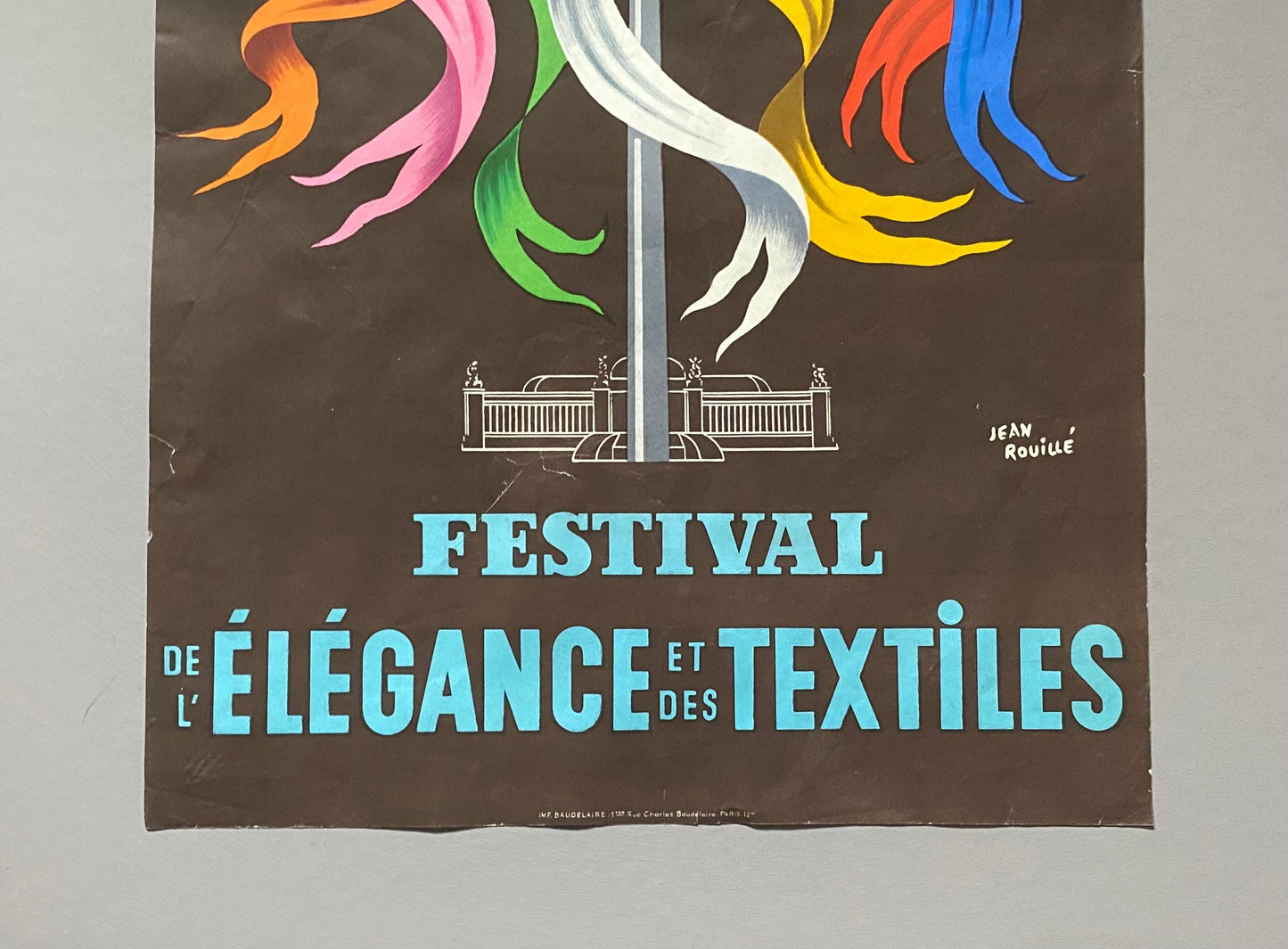 A Lithograph. The Elegance of Textiles Festival Advertisement by Jean Rouillé. French 1930s. Size: 38 x 59 cms.