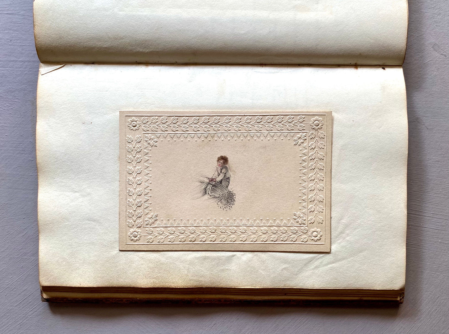 A Scrapbook From The Early 1800s. Watercolours, Drawings and Decorative Script. Size: 12.3 x 20.5 cms.