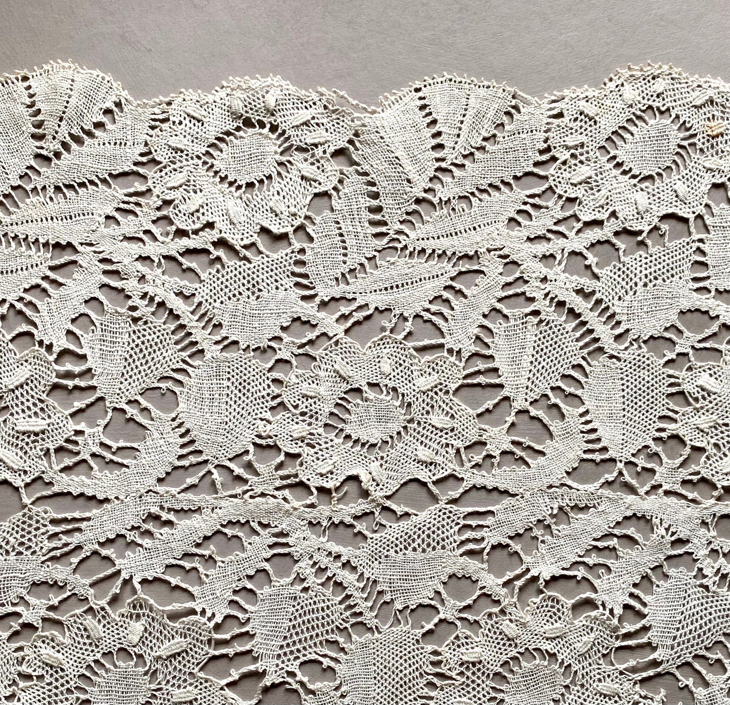 A 10.5 Meter Length of Antique Lace. French Origin. Hand Made. 34.5 cms wide.