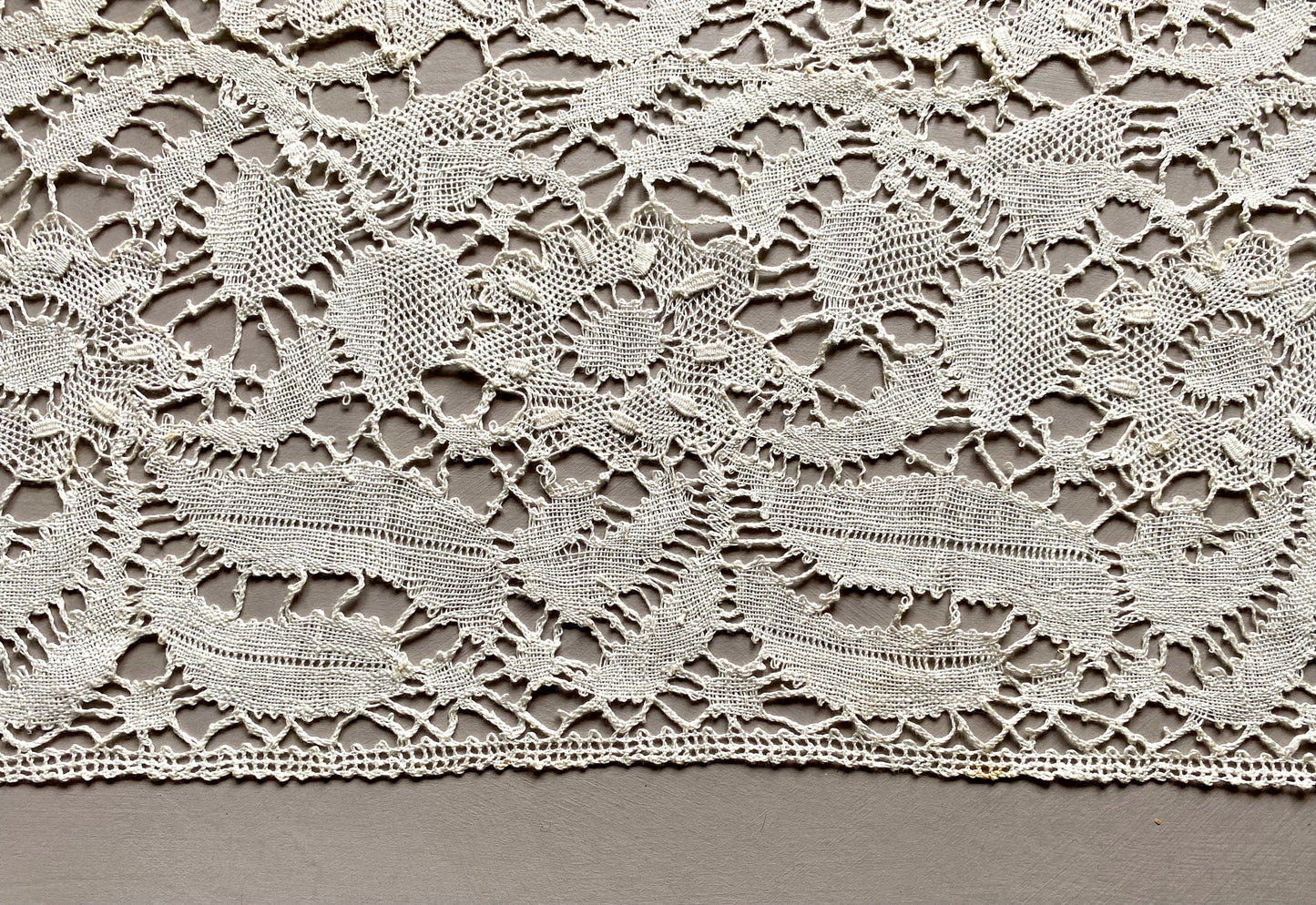A 10.5 Meter Length of Antique Lace. French Origin. Hand Made. 34.5 cms wide.