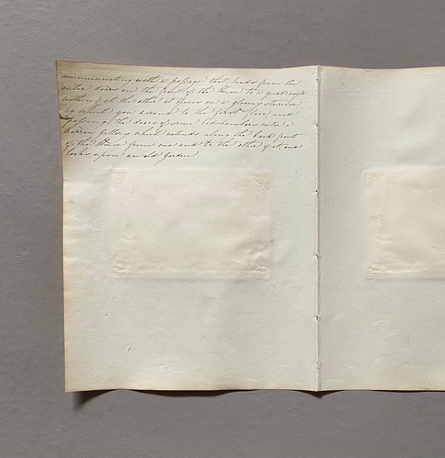 2 Drawings of Lillecott House in Berkshire plus script. Early 1800s. Size: 37.5 x 24 cms.