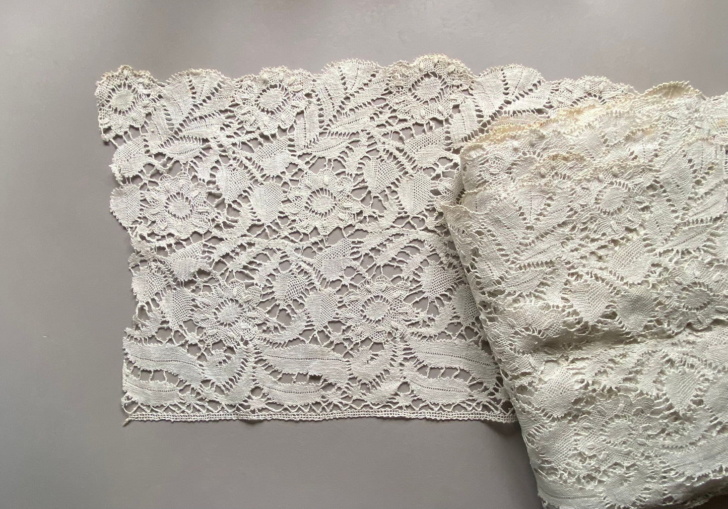 A 10.5 Meter Length of Antique Lace. French Origin. Hand Made. 34.5 cms wide.