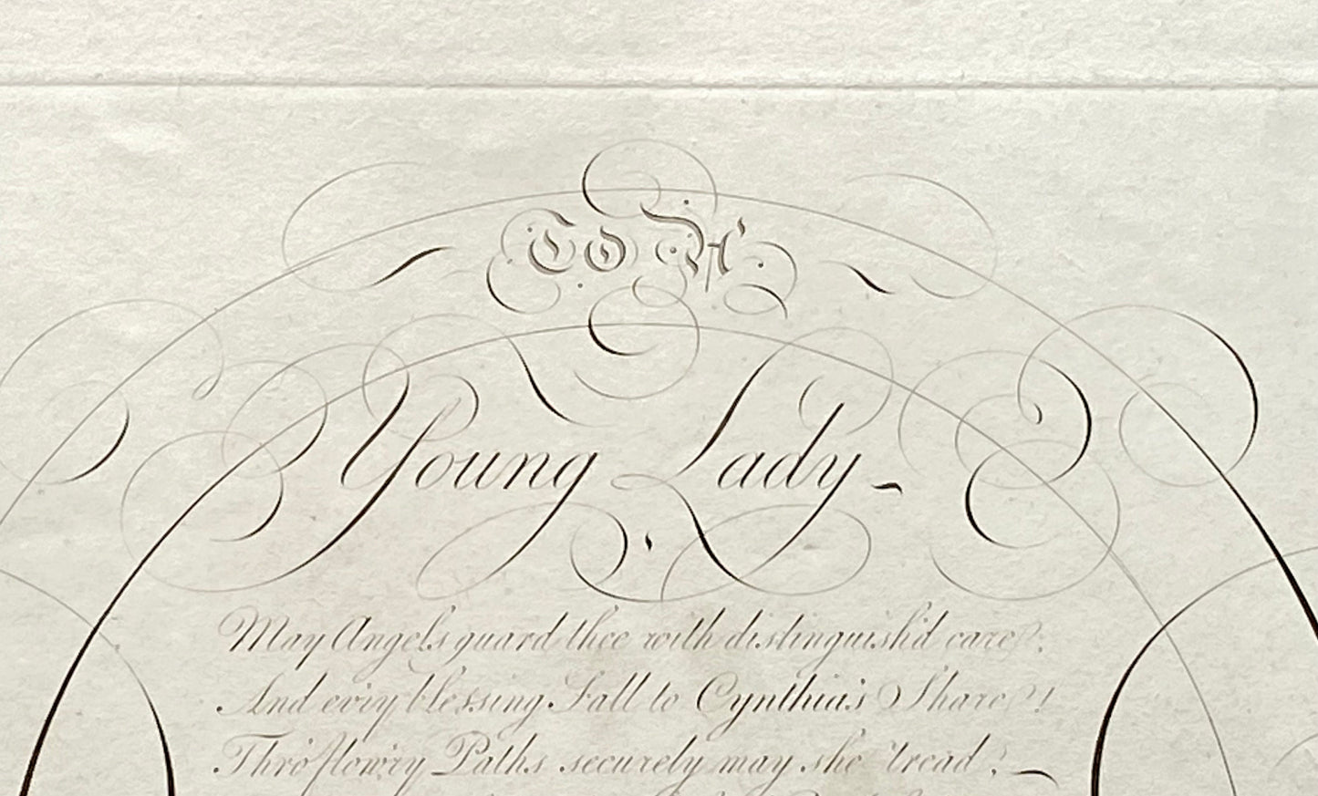 To A Young Lady. Calligraphy by Thomas Tomkins. From The Beauties of Writing. Published in 1808. Size: 28 x 43.7 cms
