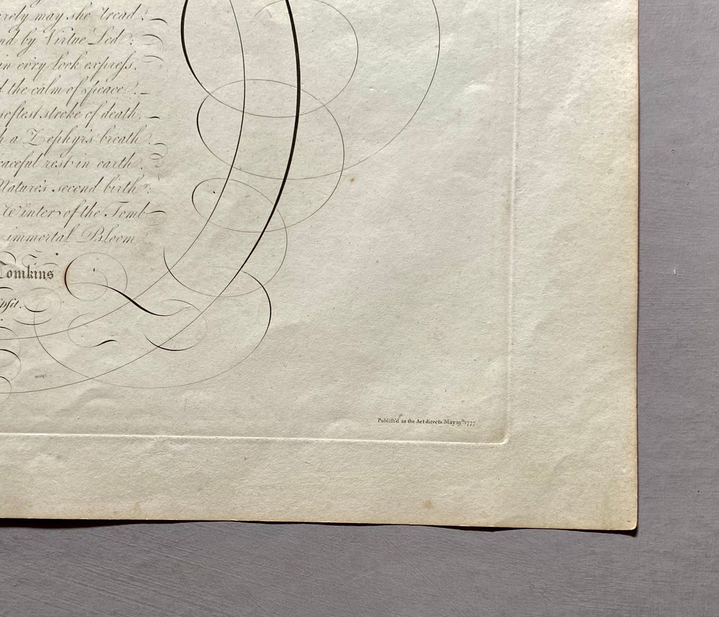 To A Young Lady. Calligraphy by Thomas Tomkins. From The Beauties of Writing. Published in 1808. Size: 28 x 43.7 cms