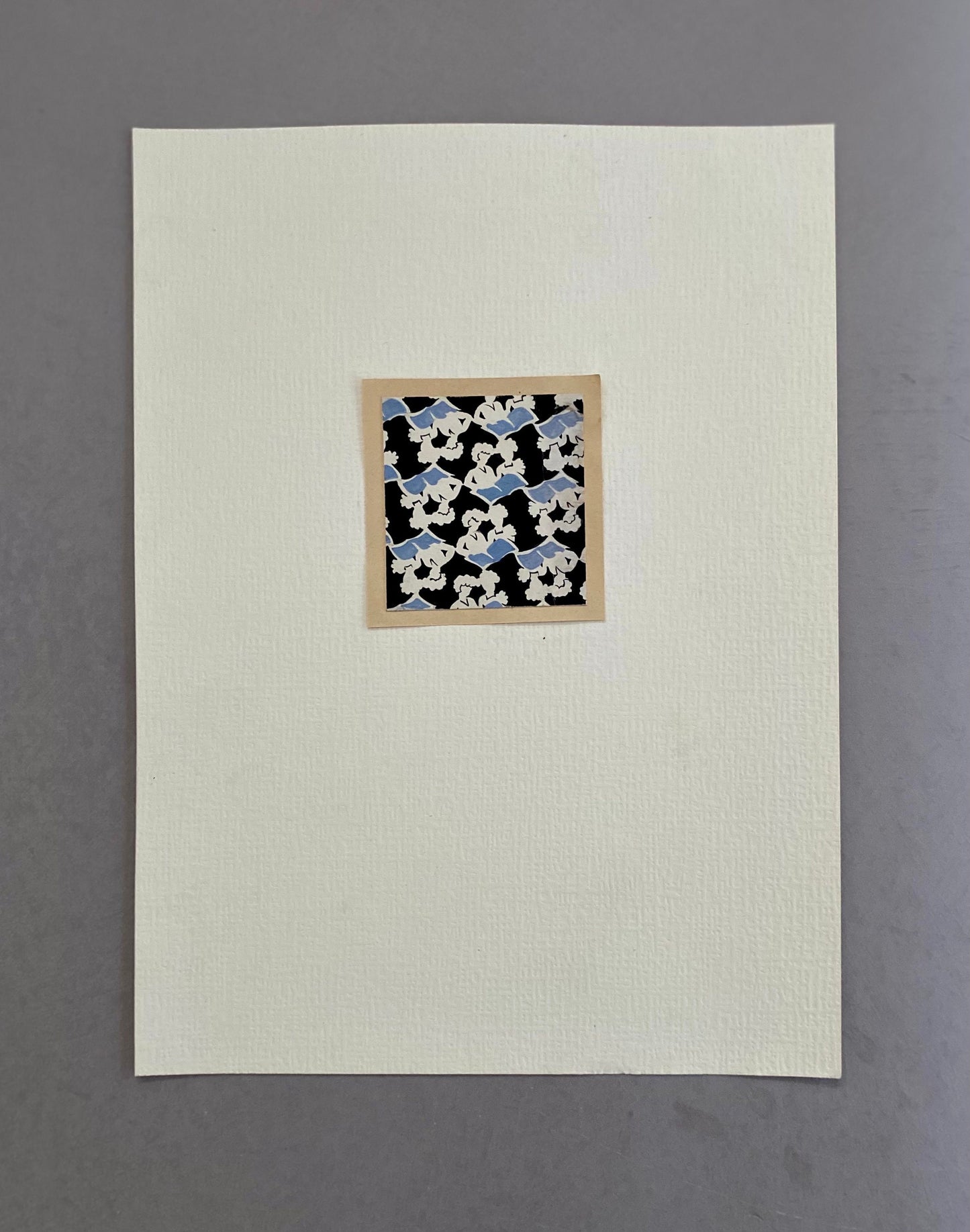 An Original Antique French Textile Design. Girls Reading. Hand Painted. Produced in Lyon. Early 1900s. Size: 5.5 x 5.8 cms.