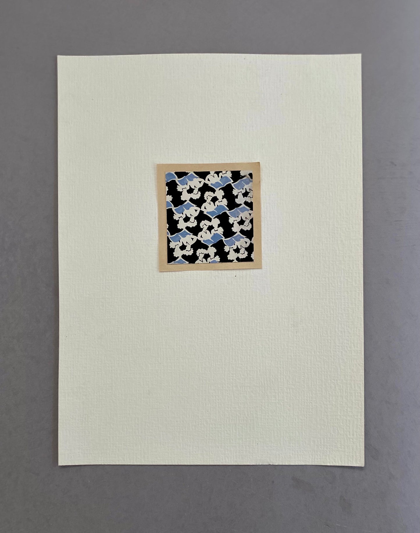 An Original Antique French Textile Design. Girls Reading. Hand Painted. Produced in Lyon. Early 1900s. Size: 5.5 x 5.8 cms.