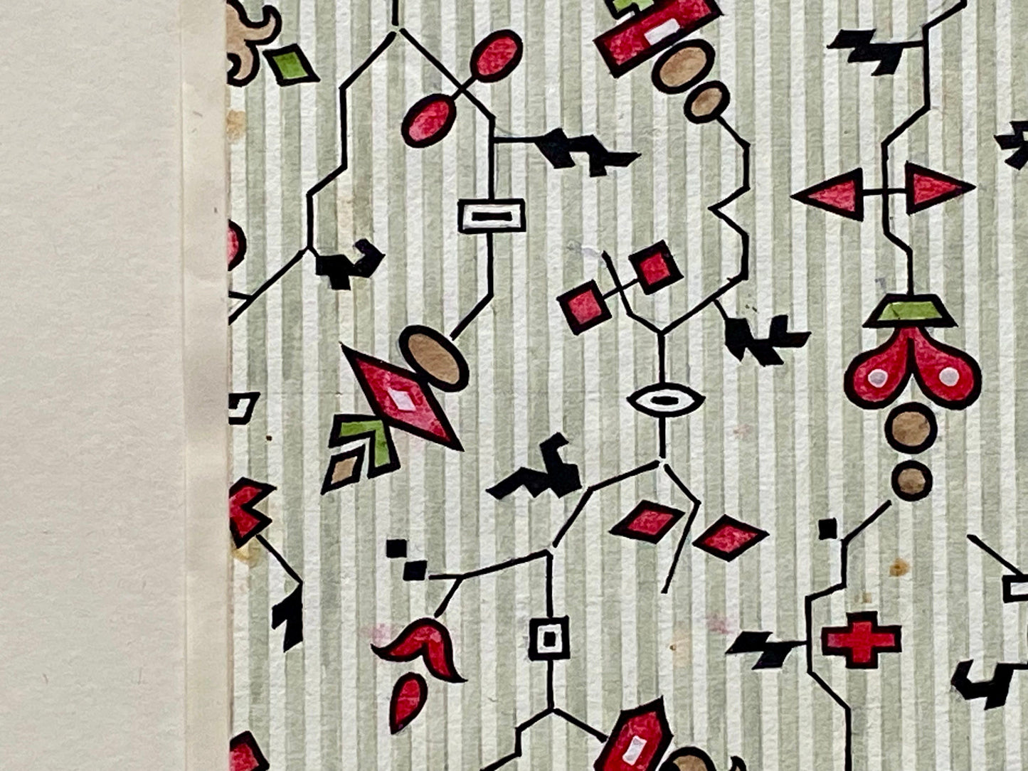A Genuine 19th Century French Textile Design. Dated 1837. Mounted on Antique Paper. 21.8 x 12 cms.