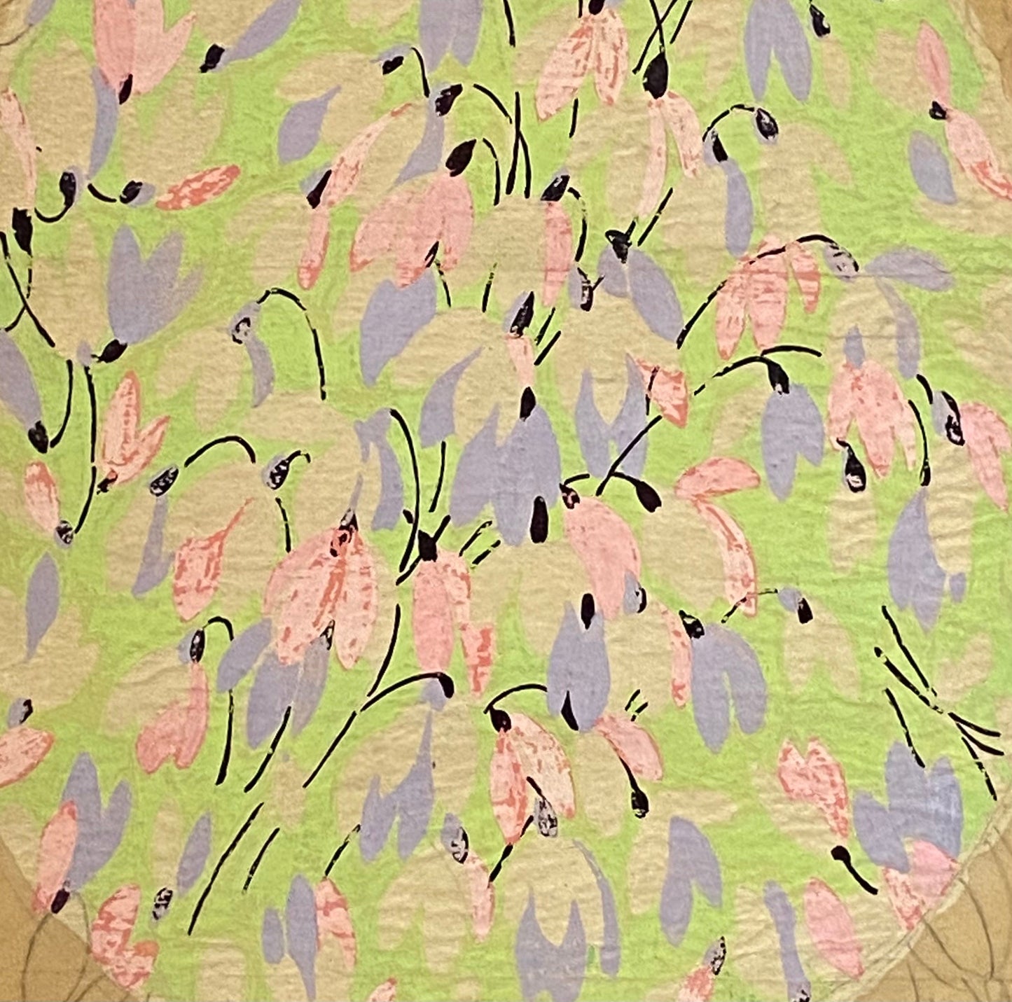 An Original Antique Textile Design. Hand Drawn and Painted. Produced in Lyon, France in 1930. Large: 26.5 x 25.5 cms.