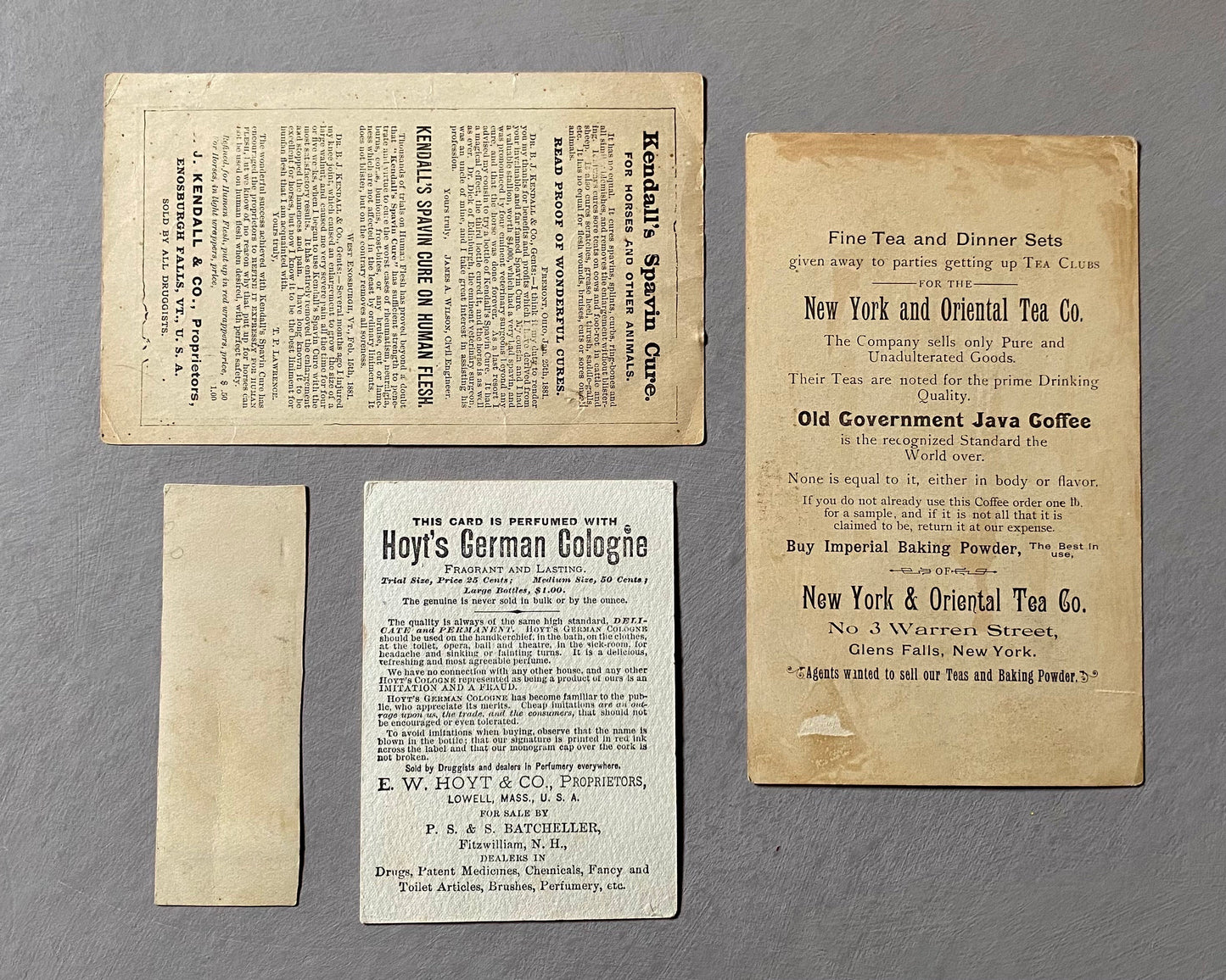 A collection of 16 American Trade Cards Dating From The Late 1800s. Largest: 13.5 x 17 cms.