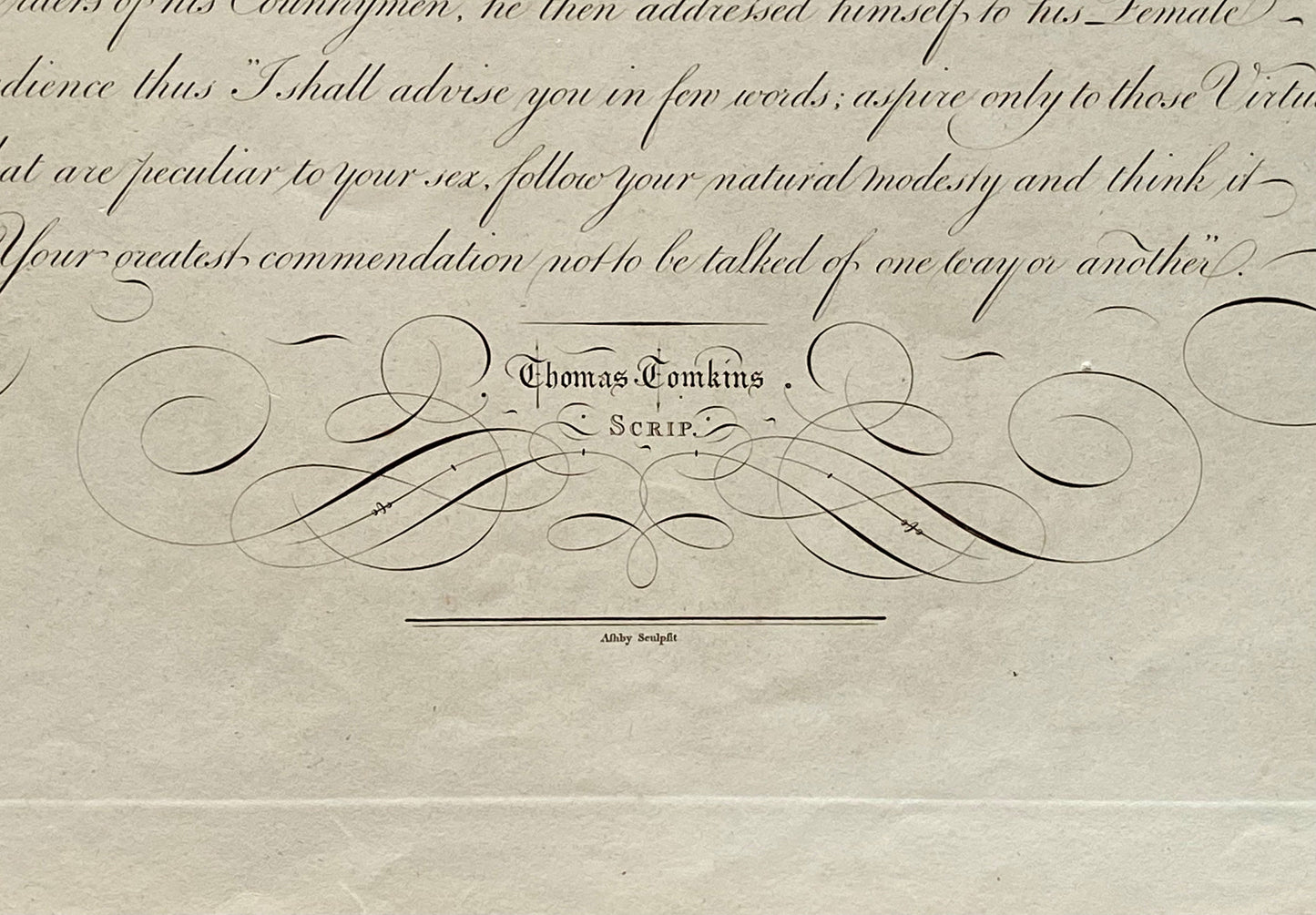 Pericles the Athenian. Calligraphy by Thomas Tomkins. From The Beauties of Writing. Published in 1808. Size: 28 x 43.7 cms