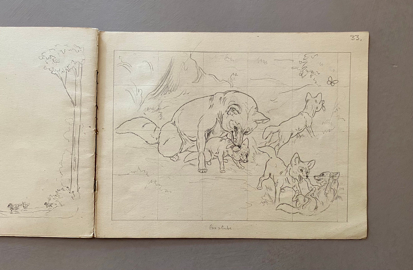 Original Artwork For An Illustrated Book. 22 Black & White Pencil Drawings and 2 Watercolour Pictures. 1950’s. Size: 30.5 x 23.3 cms.