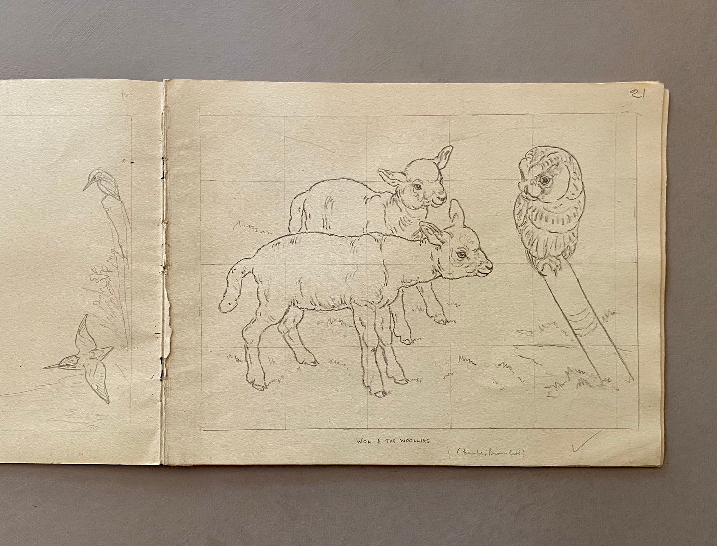 Original Artwork For An Illustrated Book. 22 Black & White Pencil Drawings and 2 Watercolour Pictures. 1950’s. Size: 30.5 x 23.3 cms.